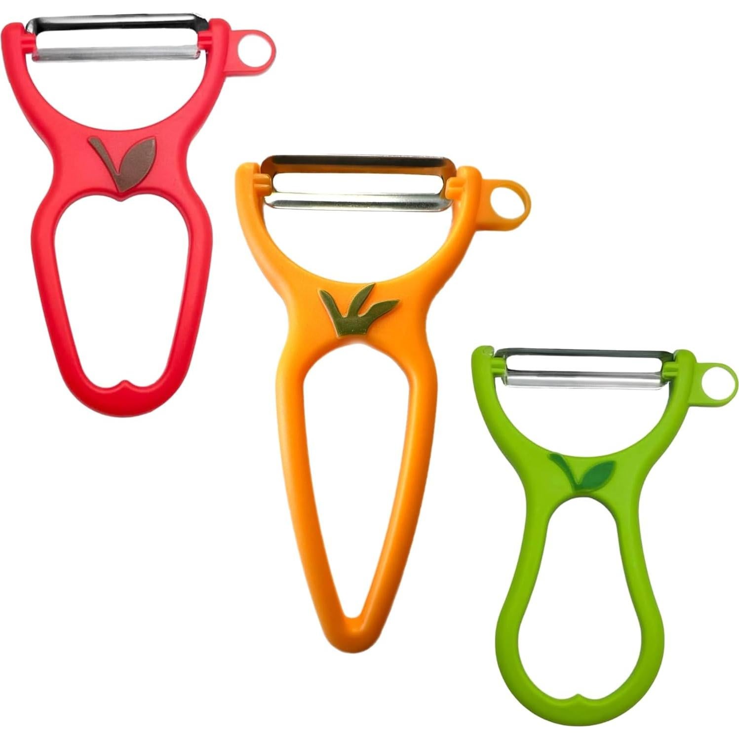 Paquete de 3 Peladores Ergonómicos ALAZCO de Acero Sin BPA