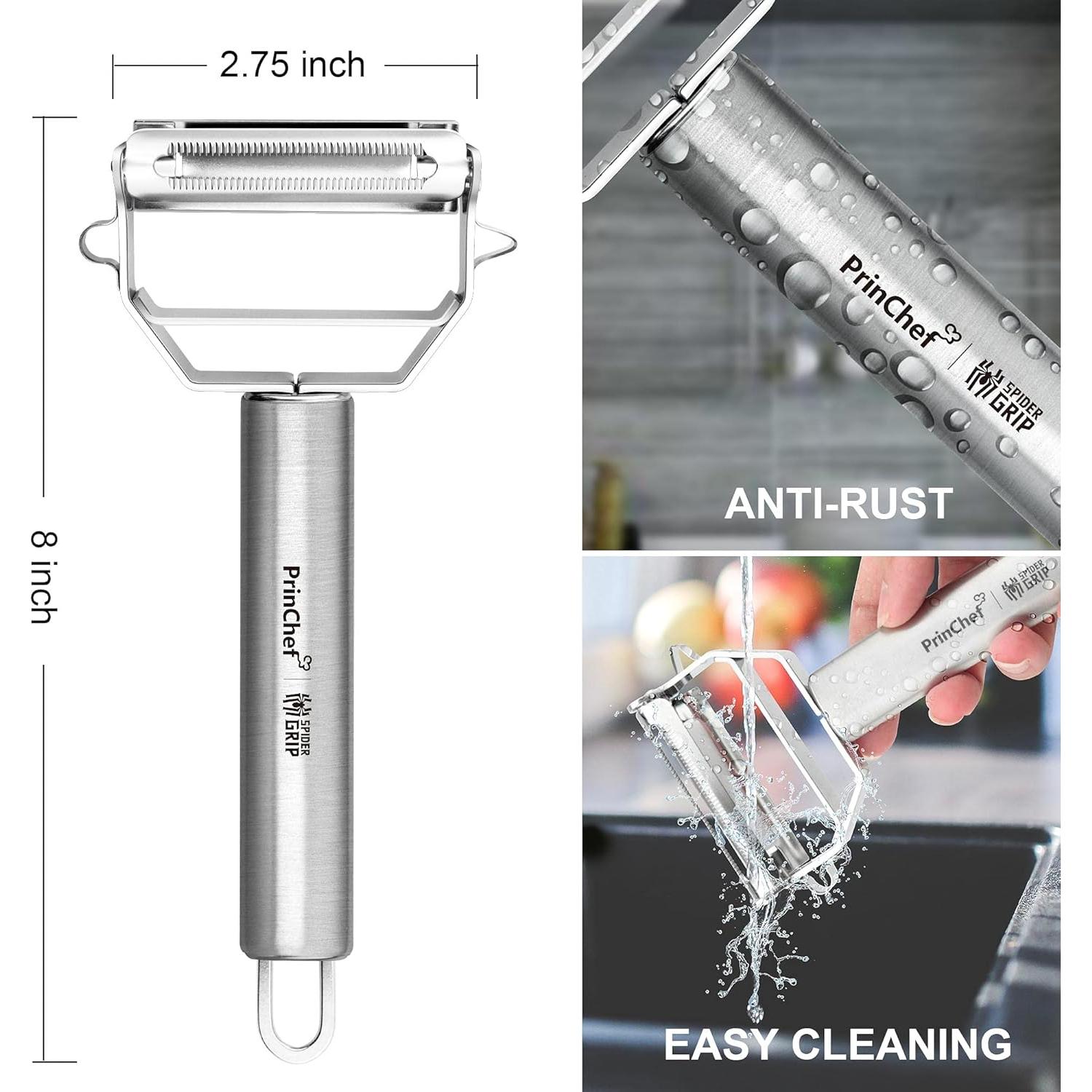 Pelador de Verduras PrinChef 3 en 1 Acero Inoxidable Ergonómico