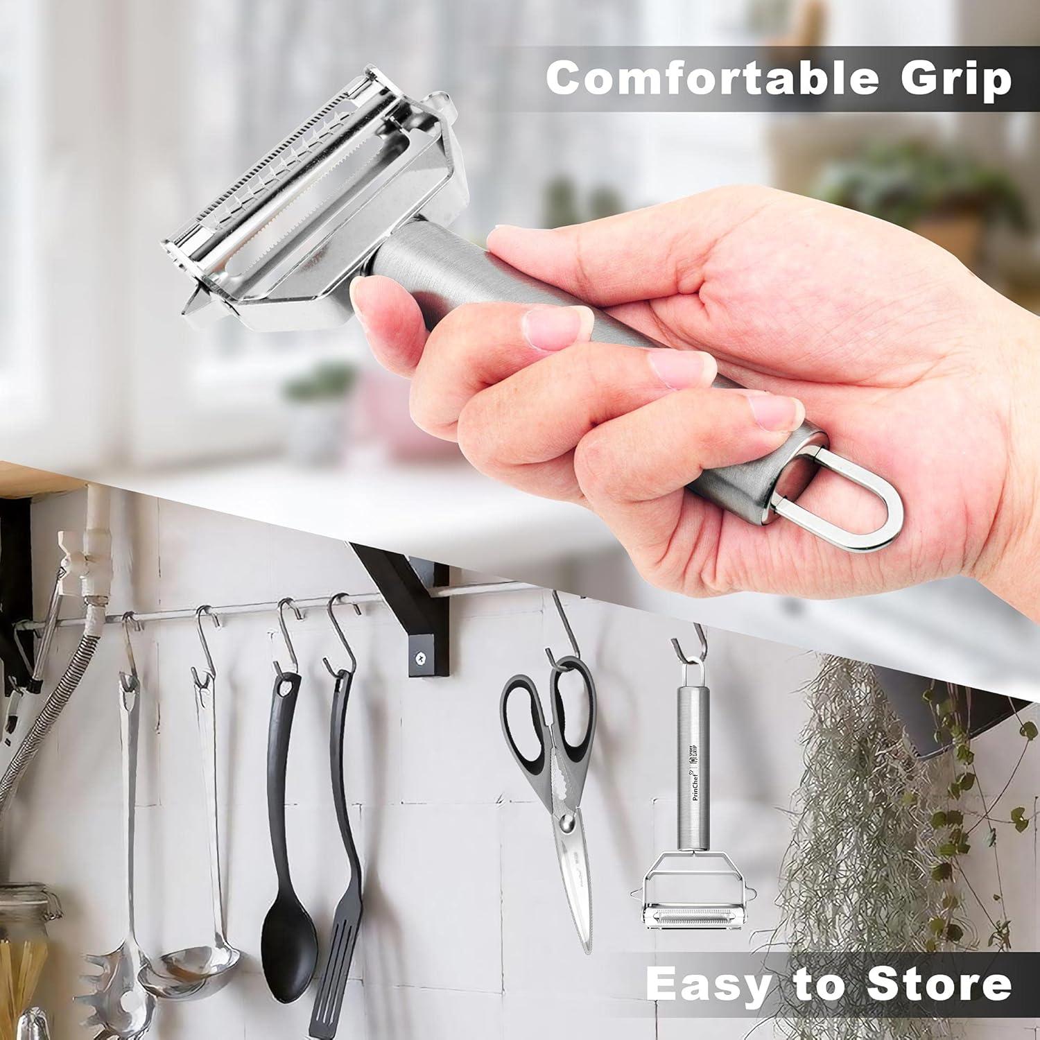 Pelador de Verduras PrinChef 3 en 1 Acero Inoxidable Ergonómico