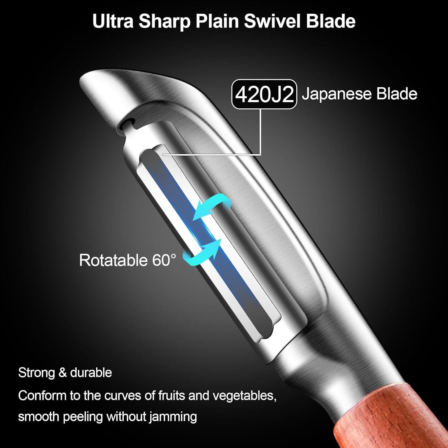 Pelador de Verduras ZIGNTY ZT-B Acero Inoxidable con Mango de Madera