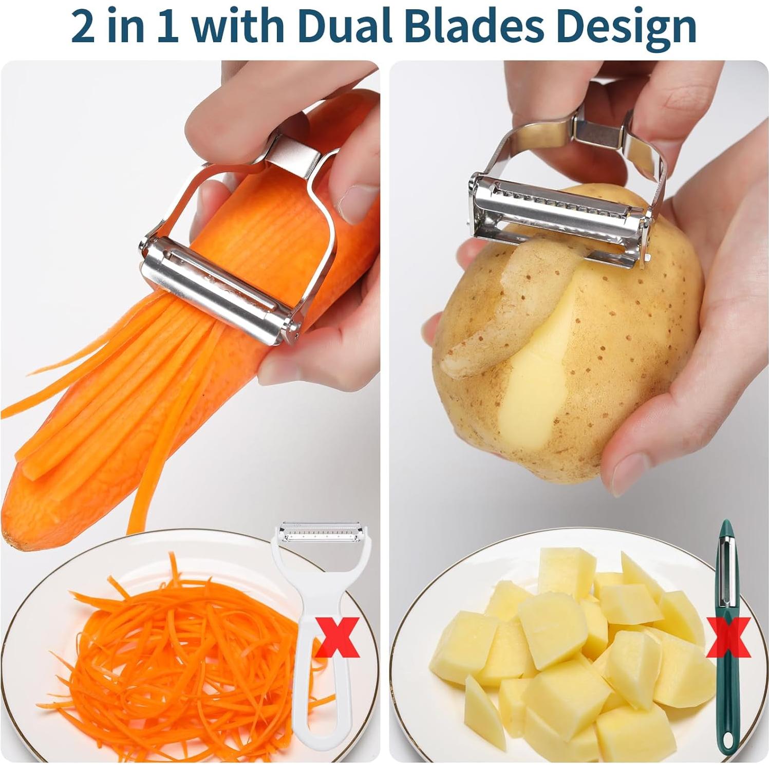 Pelador de Verduras BURLIHOME Doble Cuchilla Acero Inoxidable