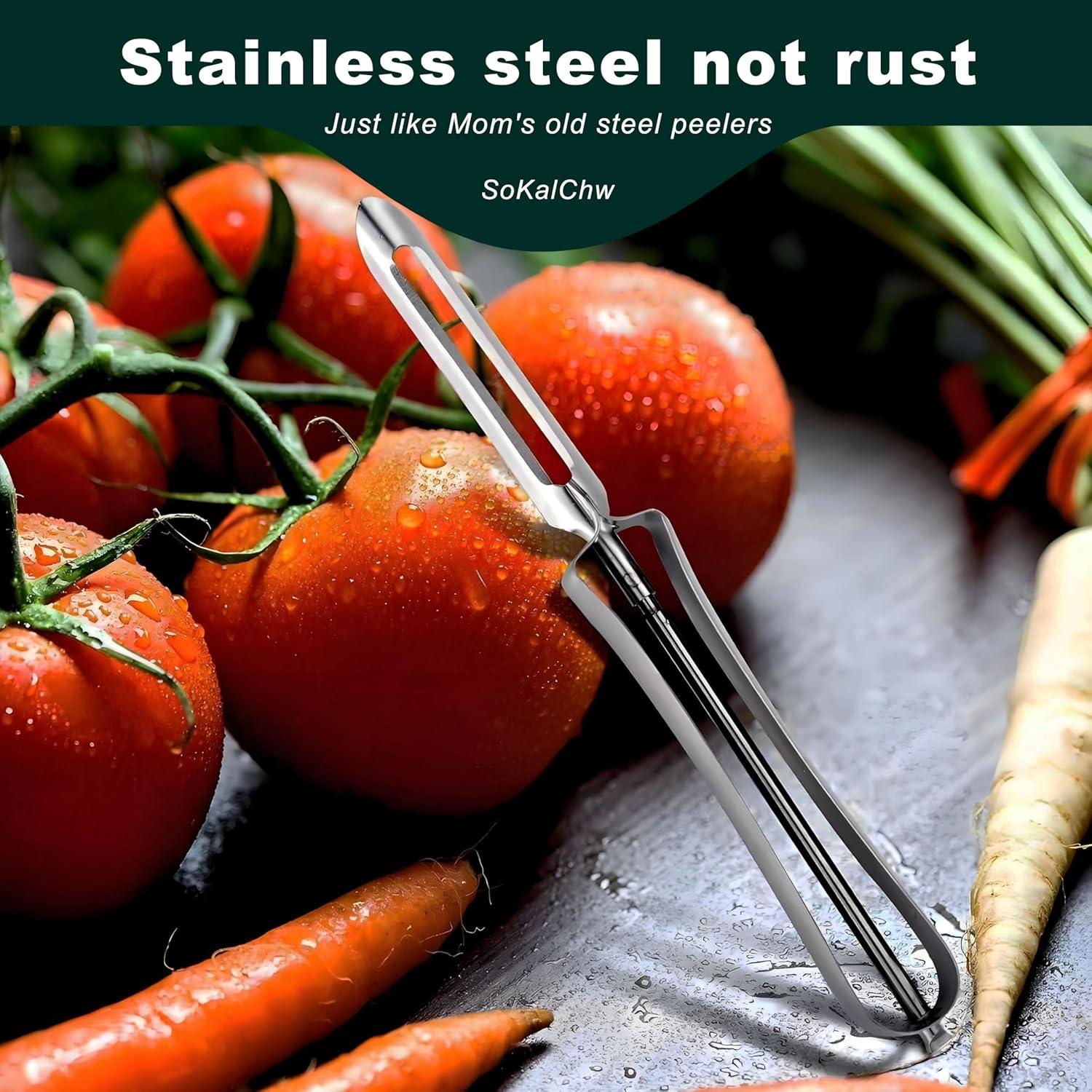 Peladores de Verduras SoKalChw, Acero Inoxidable, 2 Piezas