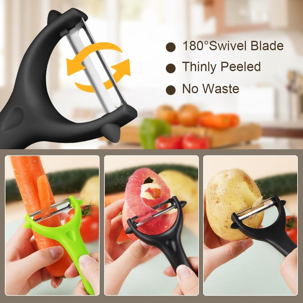 Pelador de Verduras AUAUY 2 Piezas Acero Inoxidable Ergonómico