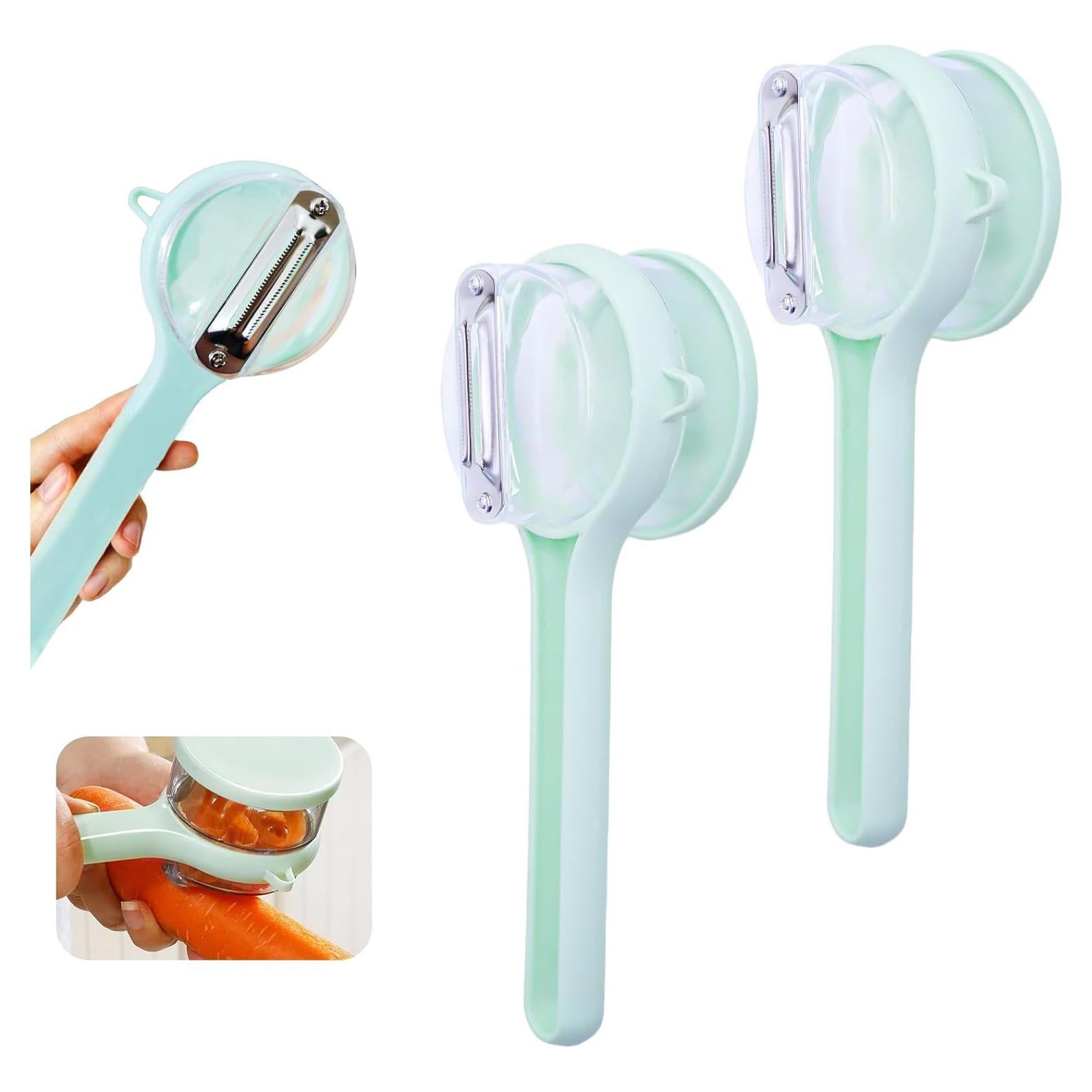 Pelador de Frutas y Verduras ATLKDLK Doble Cara con Caja