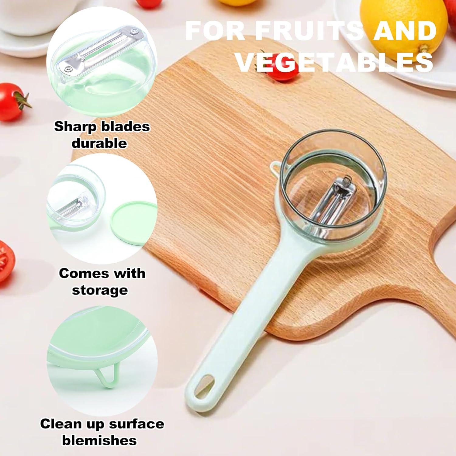 Pelador de Frutas y Verduras ATLKDLK Doble Cara con Caja