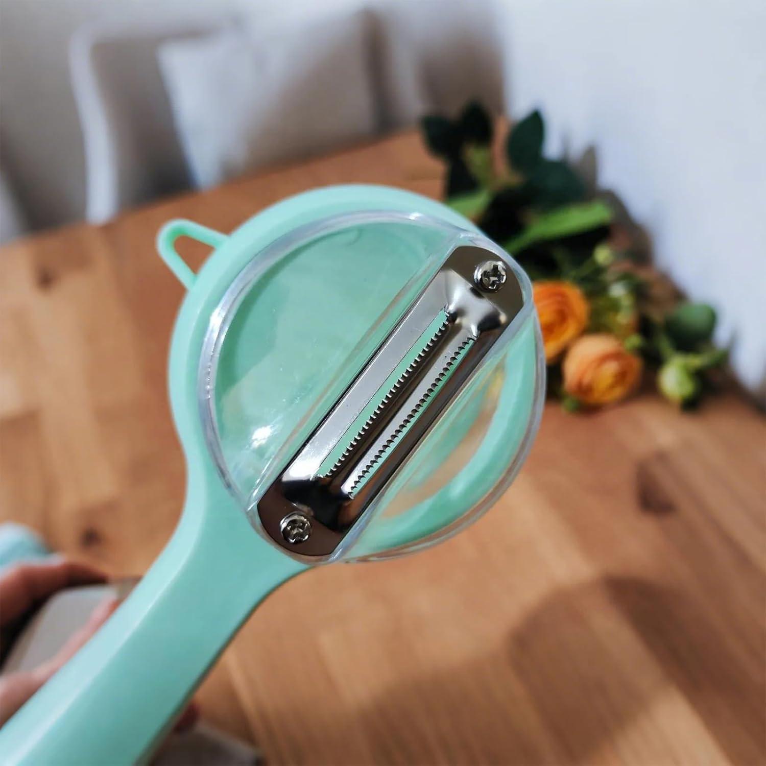 Pelador de Frutas y Verduras ATLKDLK Doble Cara con Caja