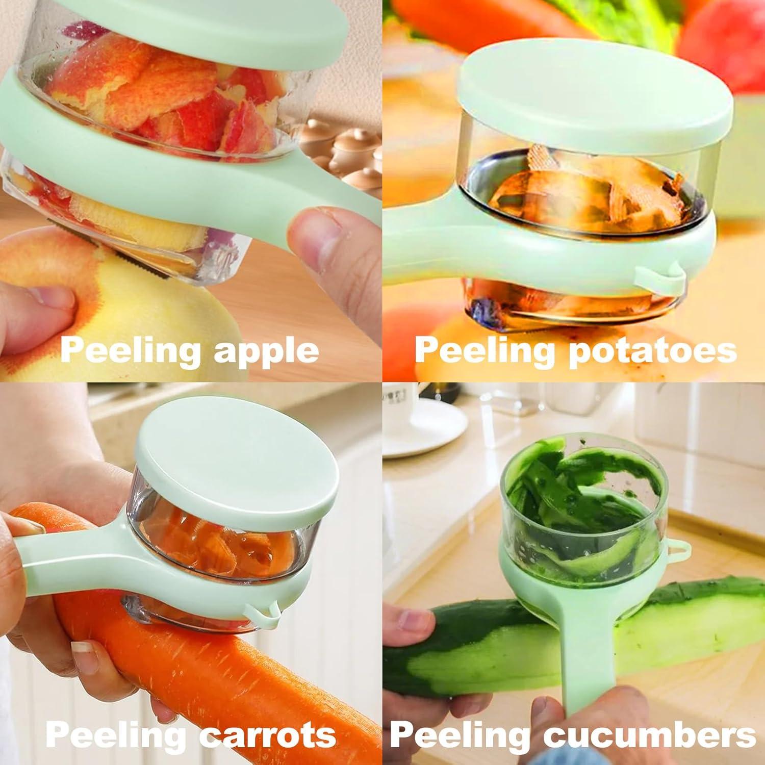 Pelador de Frutas y Verduras ATLKDLK Doble Cara con Caja