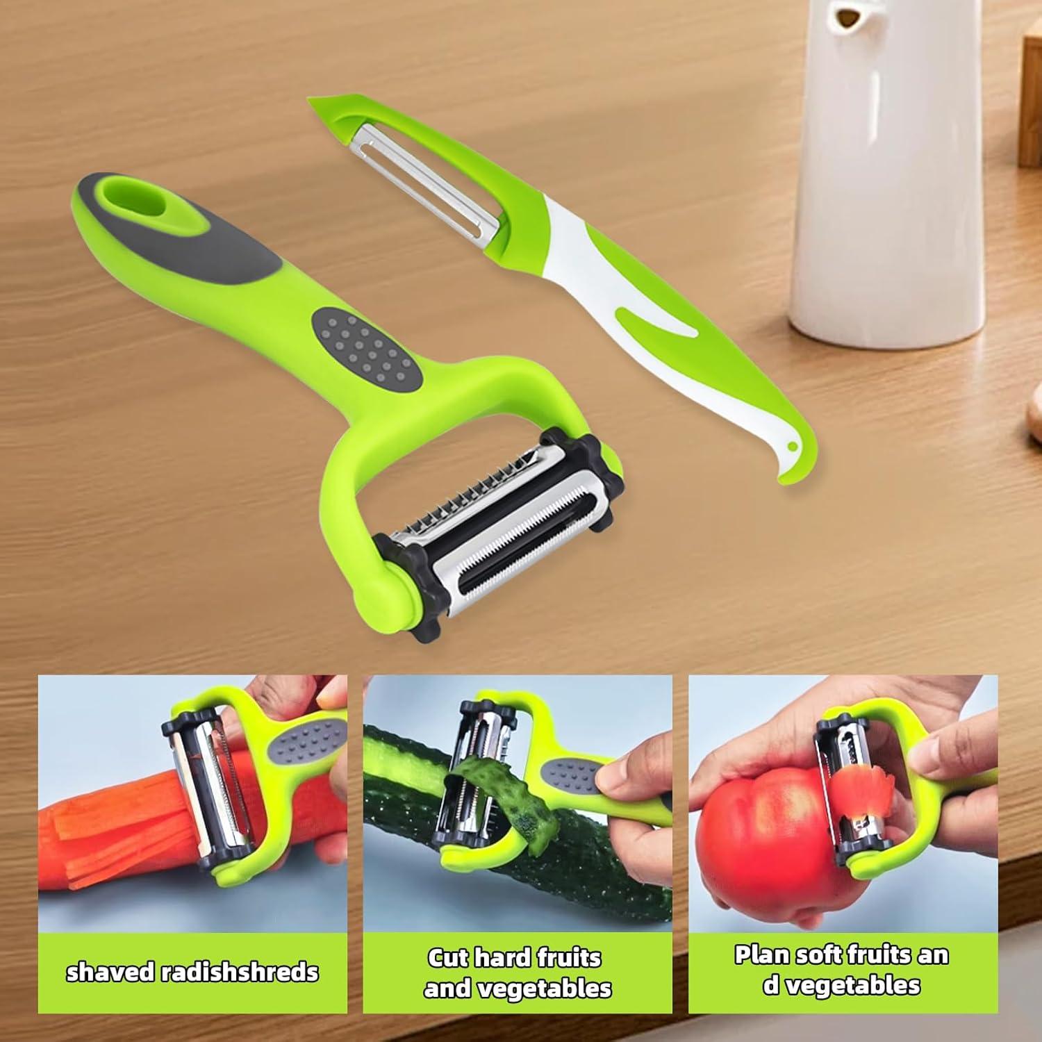 Pelador 3 en 1 SAIOTER con Mango Antideslizante y Cuchillas de Acero Inoxidable