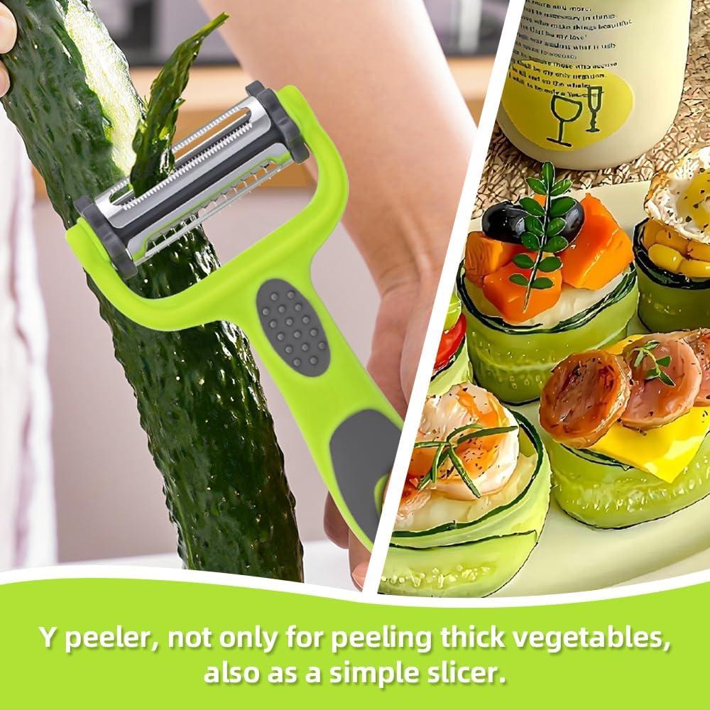 Pelador 3 en 1 SAIOTER con Mango Antideslizante y Cuchillas de Acero Inoxidable