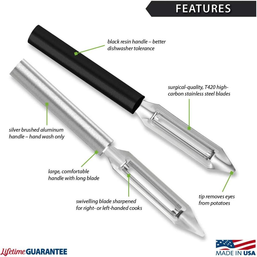 Pelador de Verduras Deluxe Rada, Mango Plateado, 2 Unidades