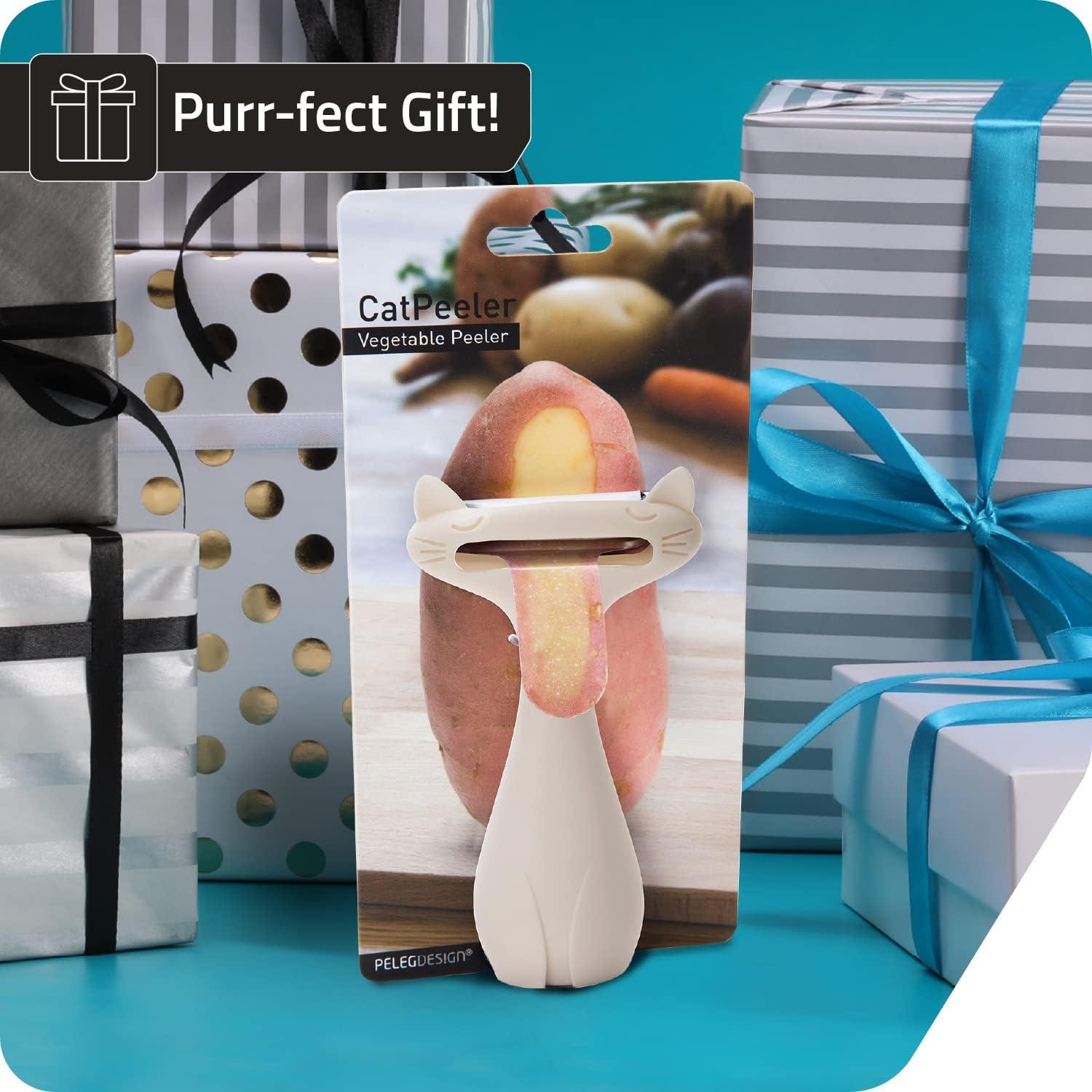 Pelador de Verduras Peleg Design Gato Blanco 13x7.4cm