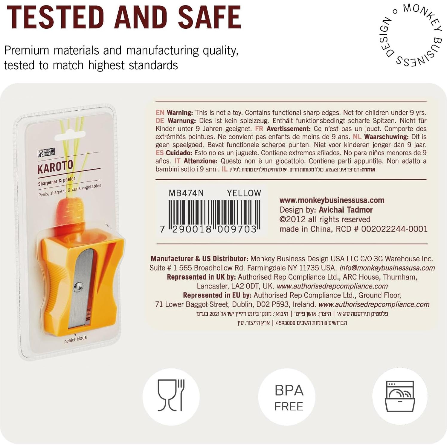 Afilador de Verduras Karoto Monkey Business - Pelador Amarillo