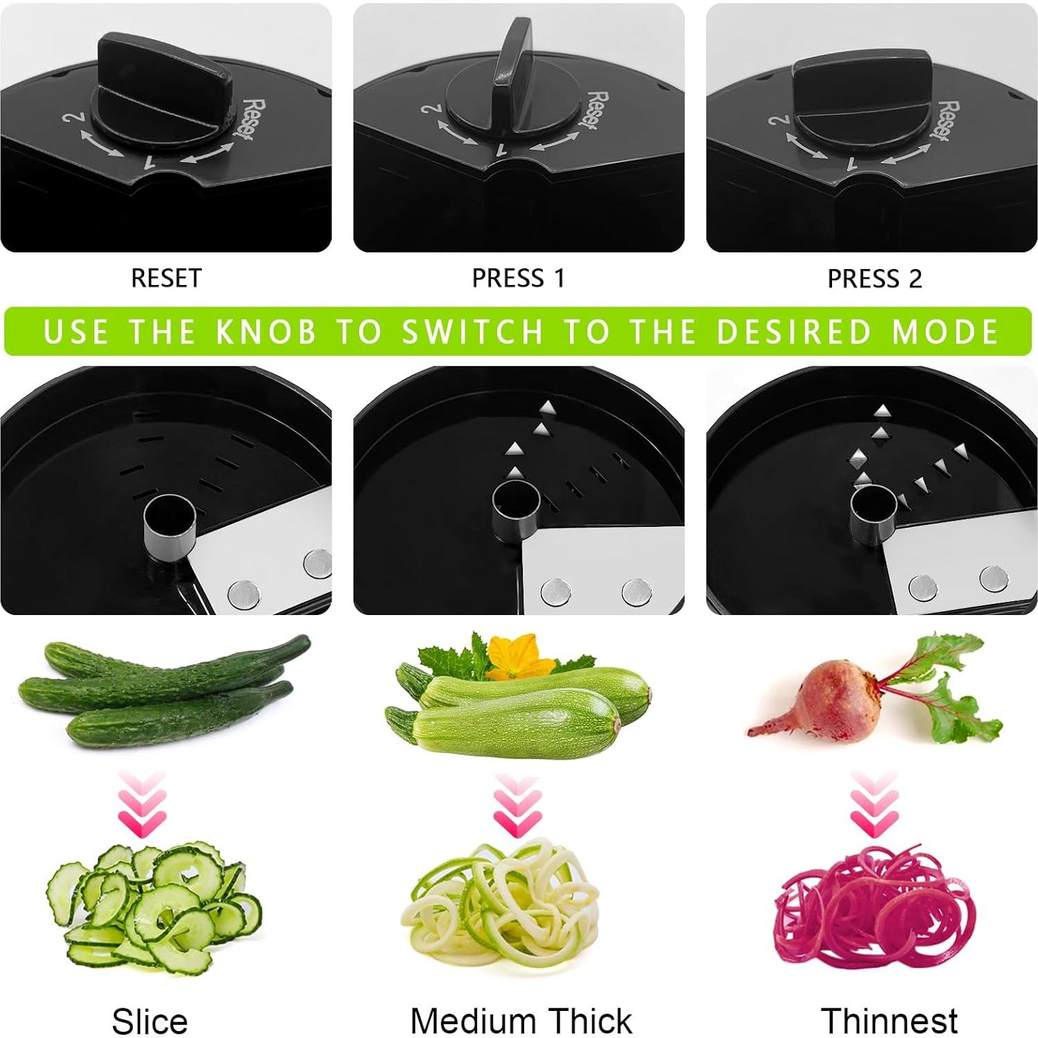 Cortador Espiralizador de Verduras 3 en 1 SUREWIN Negro