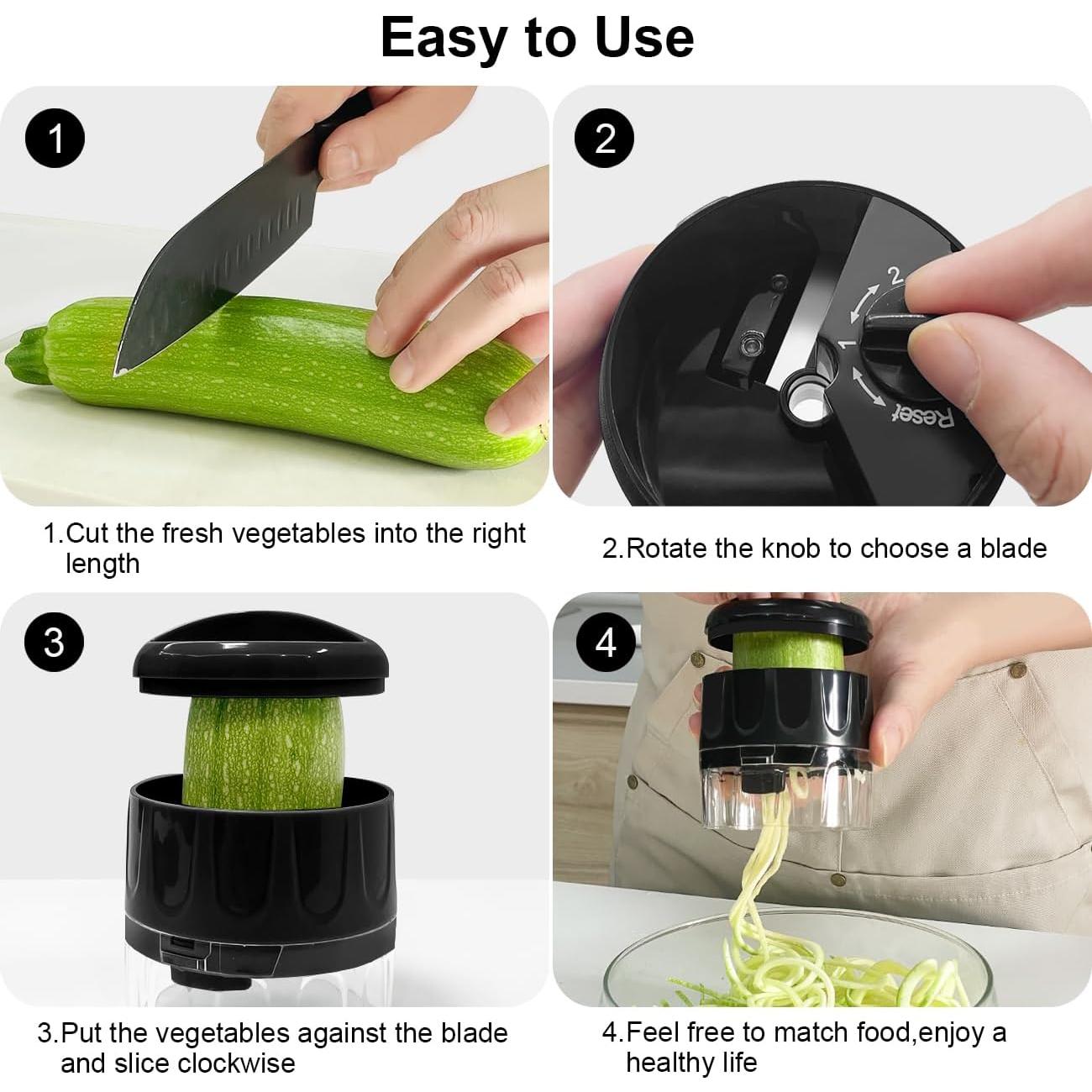 Cortador Espiralizador de Verduras 3 en 1 SUREWIN Negro