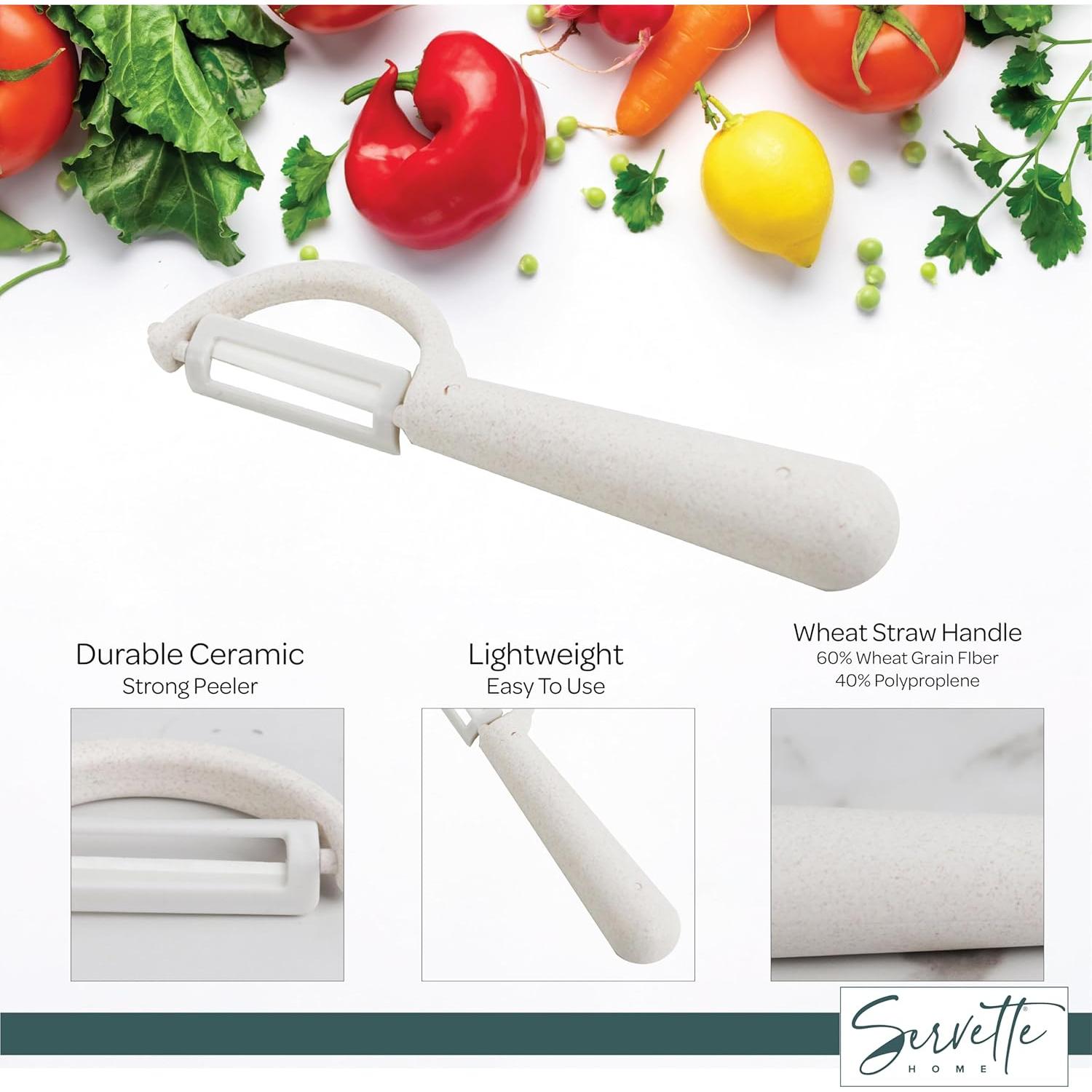 Peladores de Frutas y Verduras Servette Home - Cuchillas de Cerámica y Acero Inoxidable
