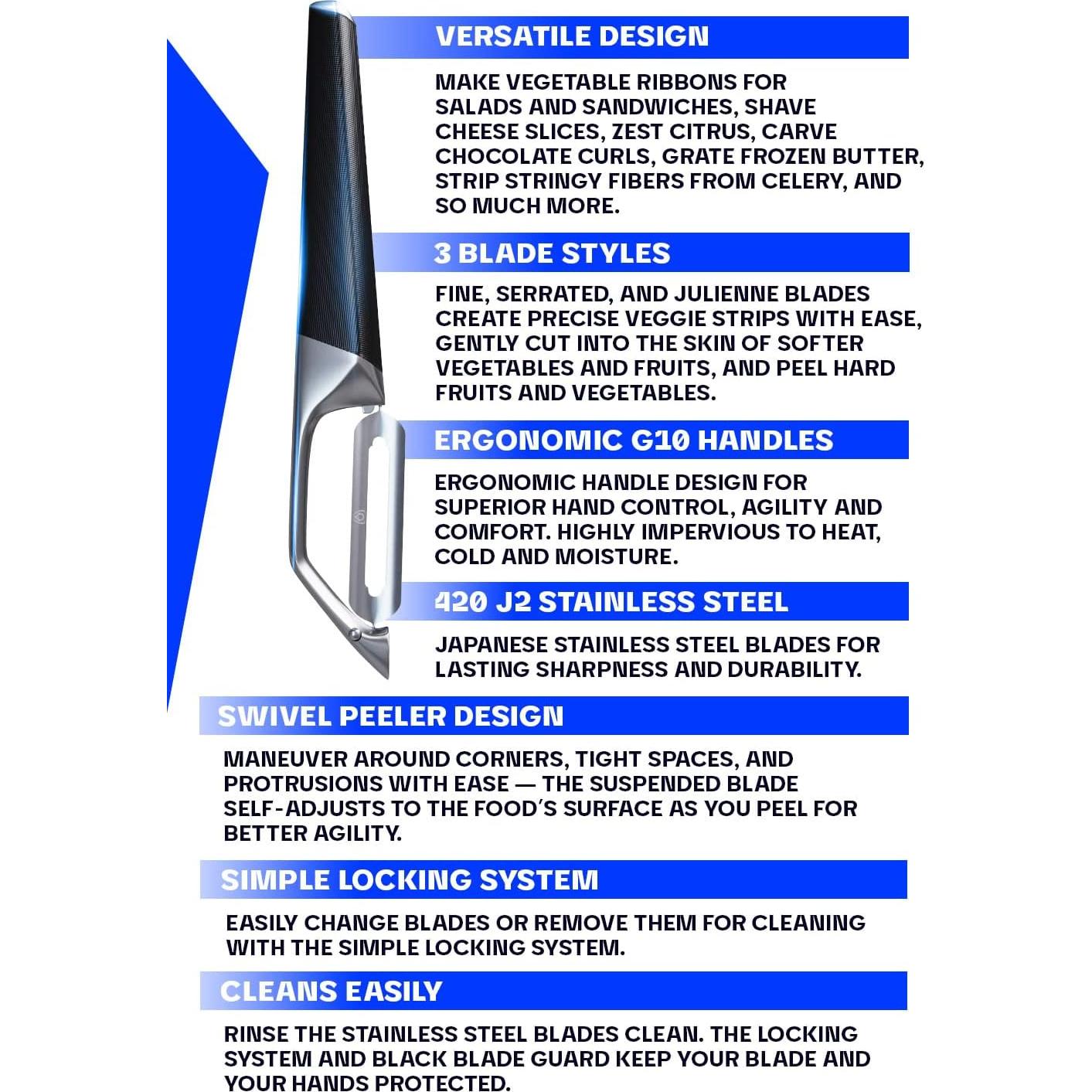 Pelador Recto Dalstrong Razor VX-I - Acero Inoxidable 3 Cuchillas