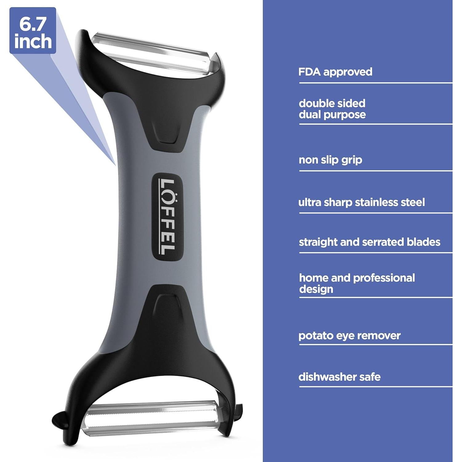 Pelador de Patatas y Verduras LÖFFEL - Doble Cara Ergonómico