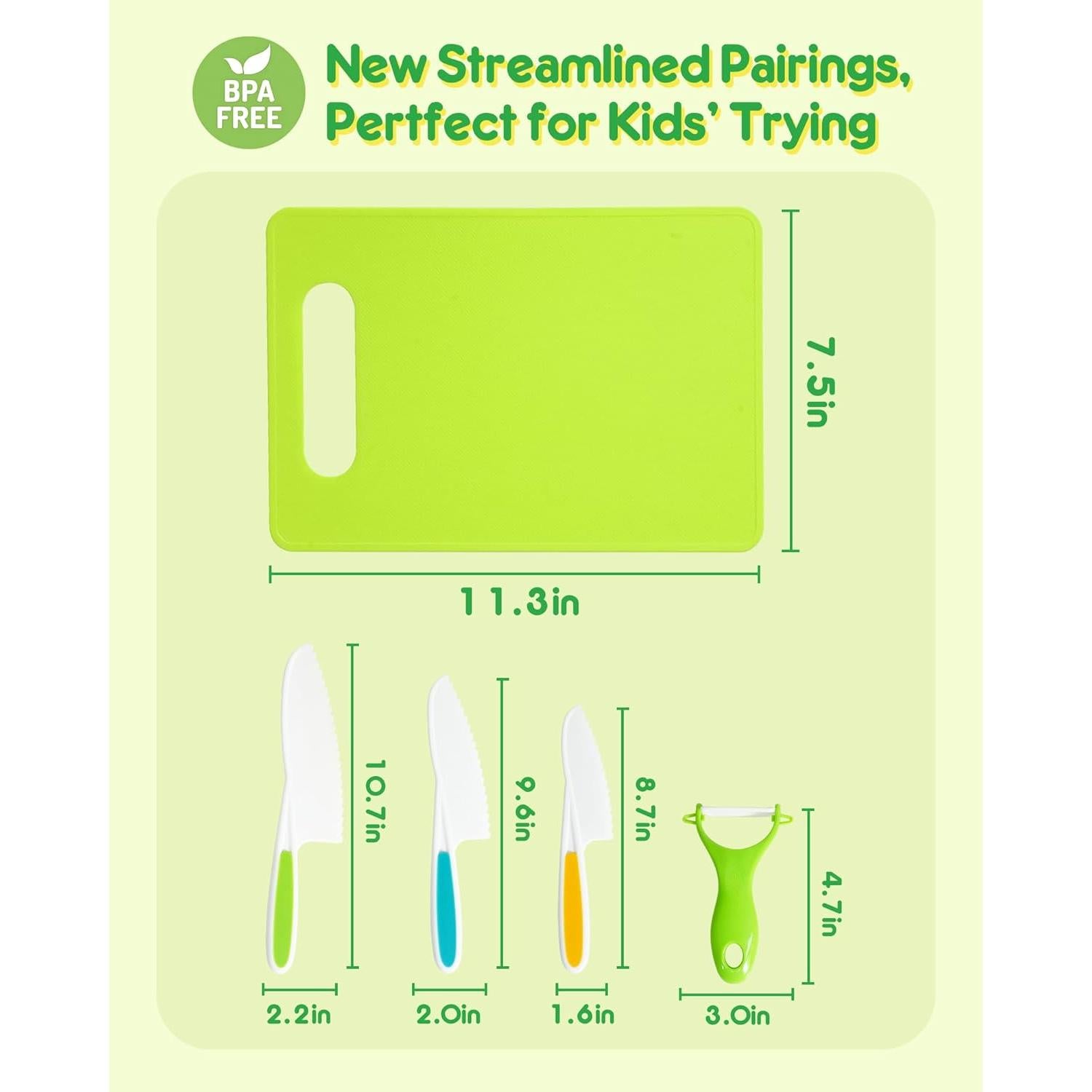 Juego de cuchillos para niños Melican 5 piezas seguro BPA