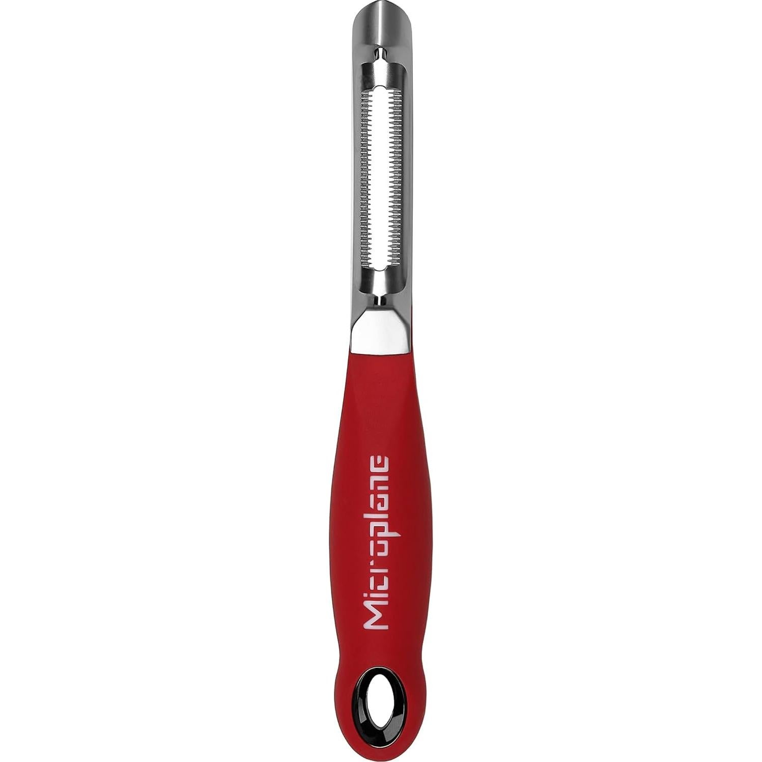 Pelador Giratorio Serrado Microplane Profesional 19cm Rojo