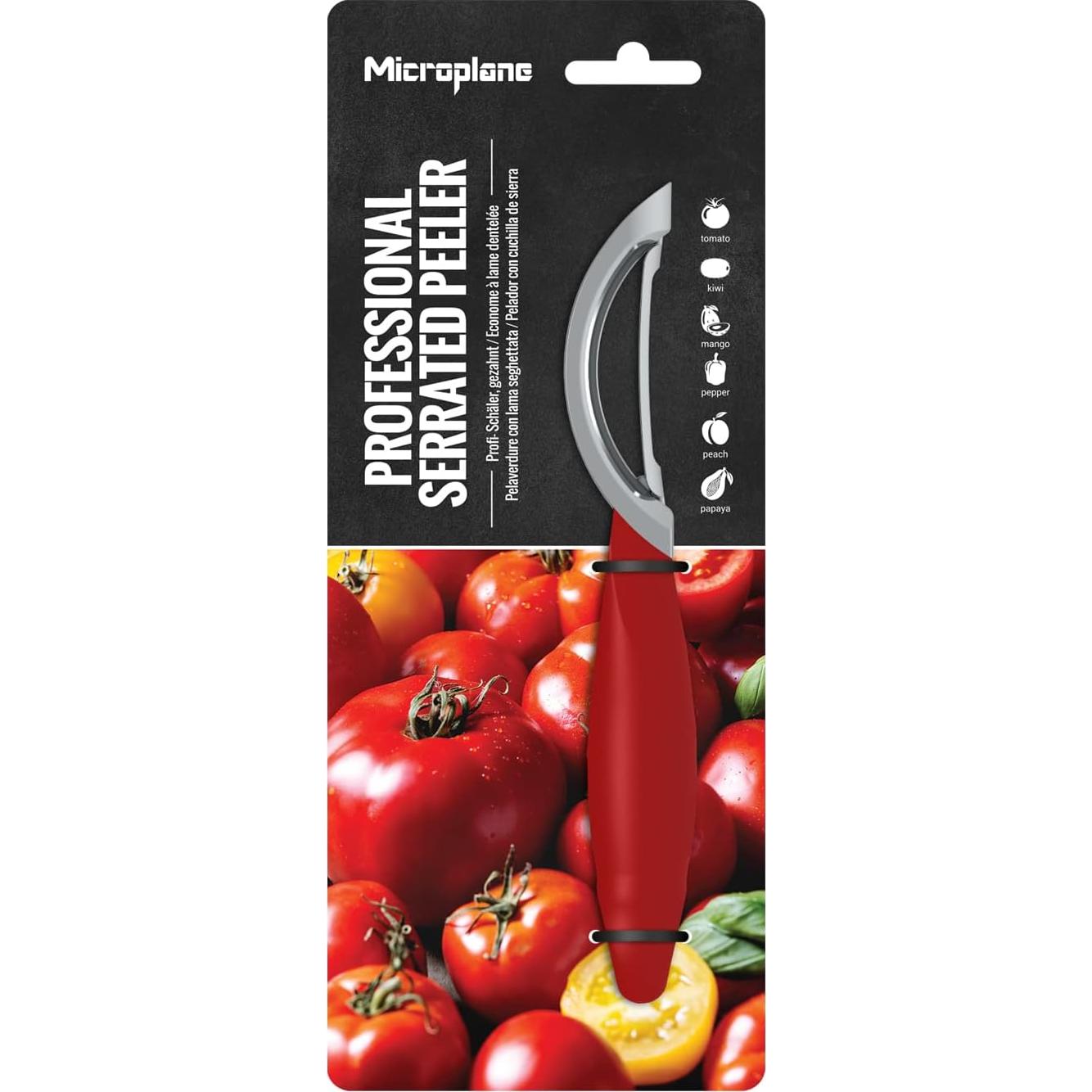 Pelador Giratorio Serrado Microplane Profesional 19cm Rojo