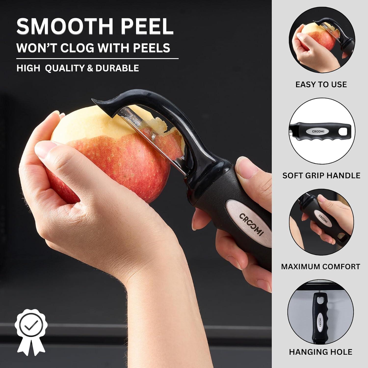 Pelador de Verduras Giratorio Croomi - Acero Inoxidable Ergonómico