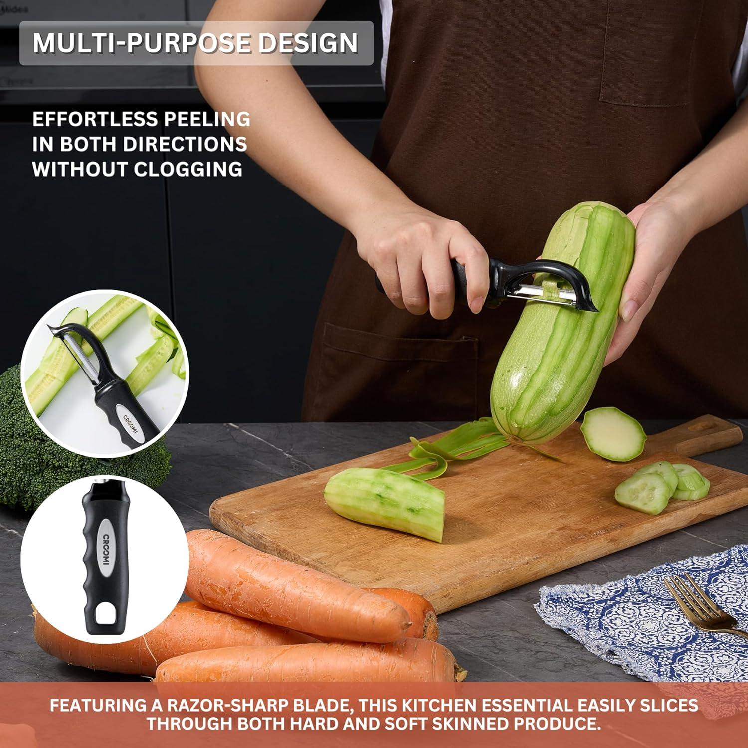 Pelador de Verduras Giratorio Croomi - Acero Inoxidable Ergonómico