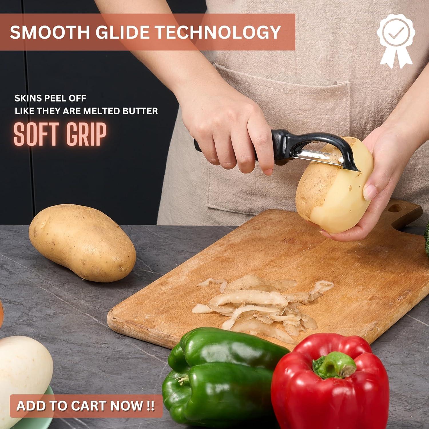 Pelador de Verduras Giratorio Croomi - Acero Inoxidable Ergonómico