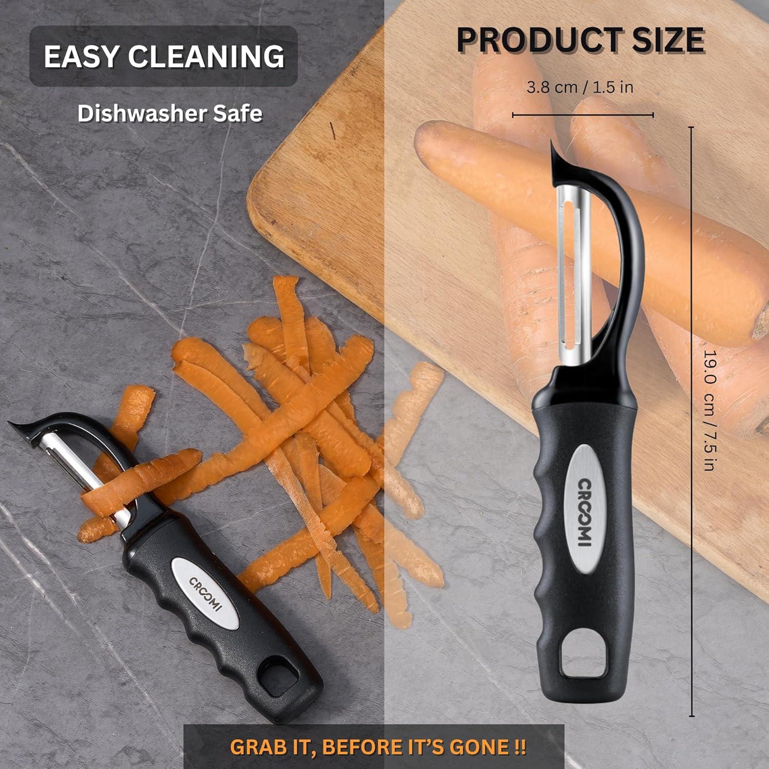 Pelador de Verduras Giratorio Croomi - Acero Inoxidable Ergonómico