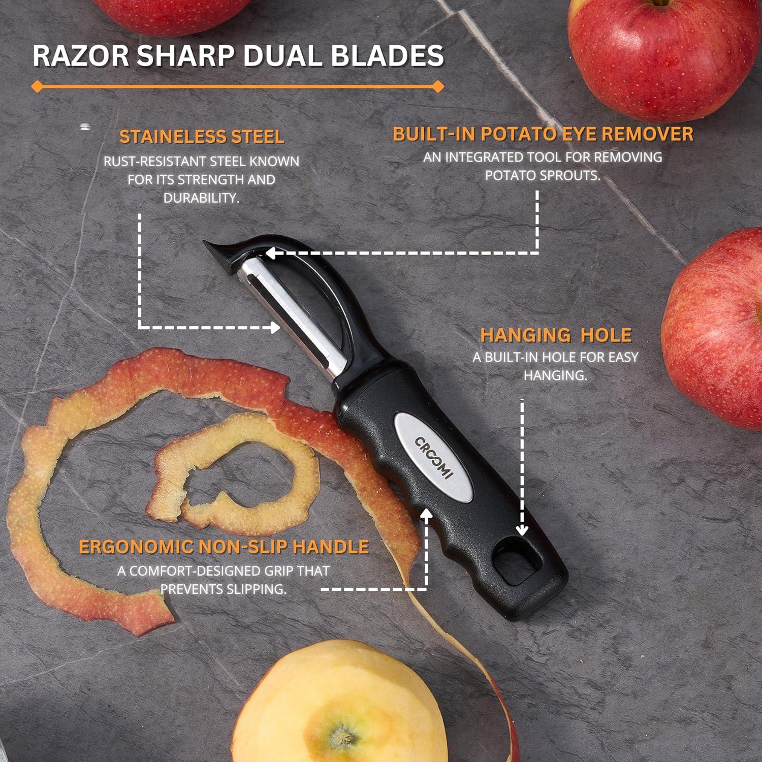 Pelador de Verduras Giratorio Croomi - Acero Inoxidable Ergonómico