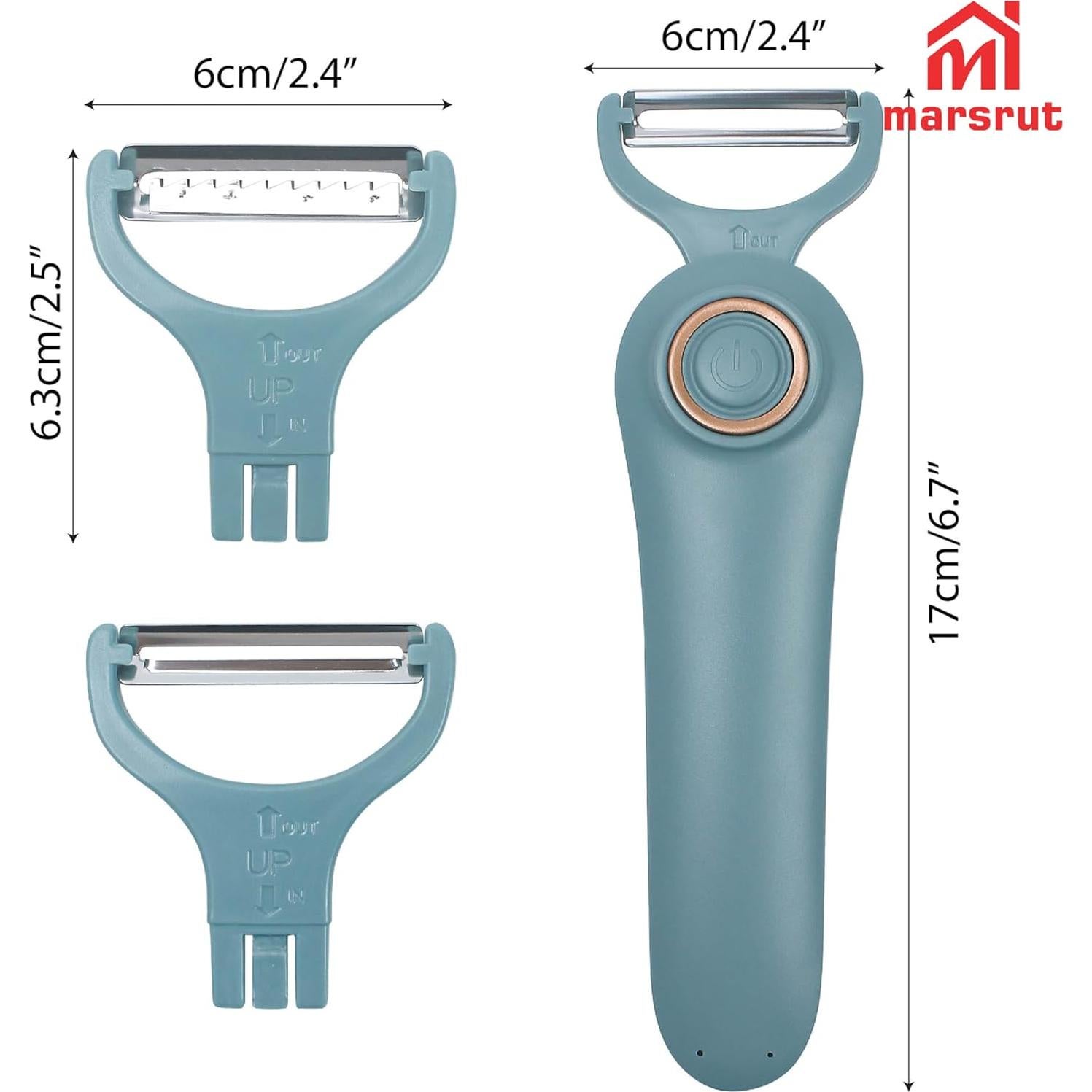 Pelador Eléctrico 3 en 1 Marsrut Azul - Cuchillas Inoxidable