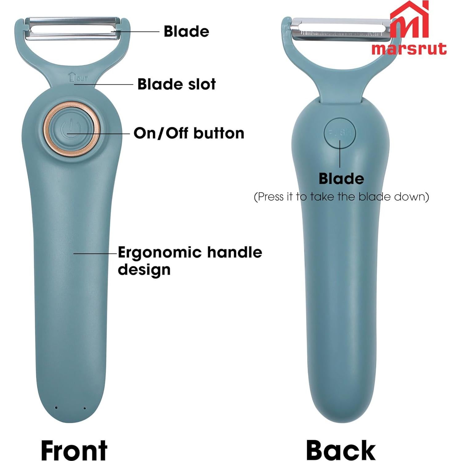 Pelador Eléctrico 3 en 1 Marsrut Azul - Cuchillas Inoxidable