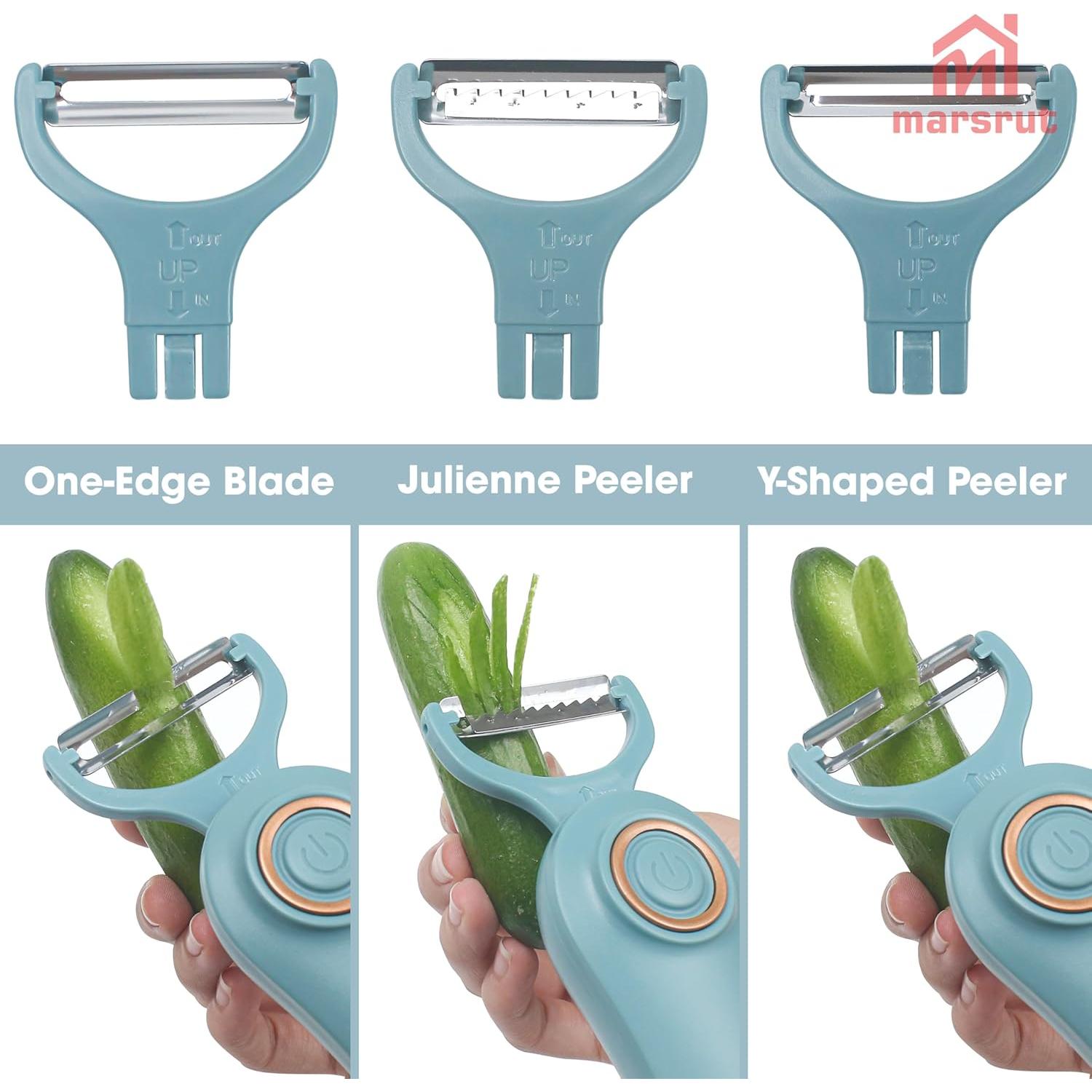 Pelador Eléctrico 3 en 1 Marsrut Azul - Cuchillas Inoxidable