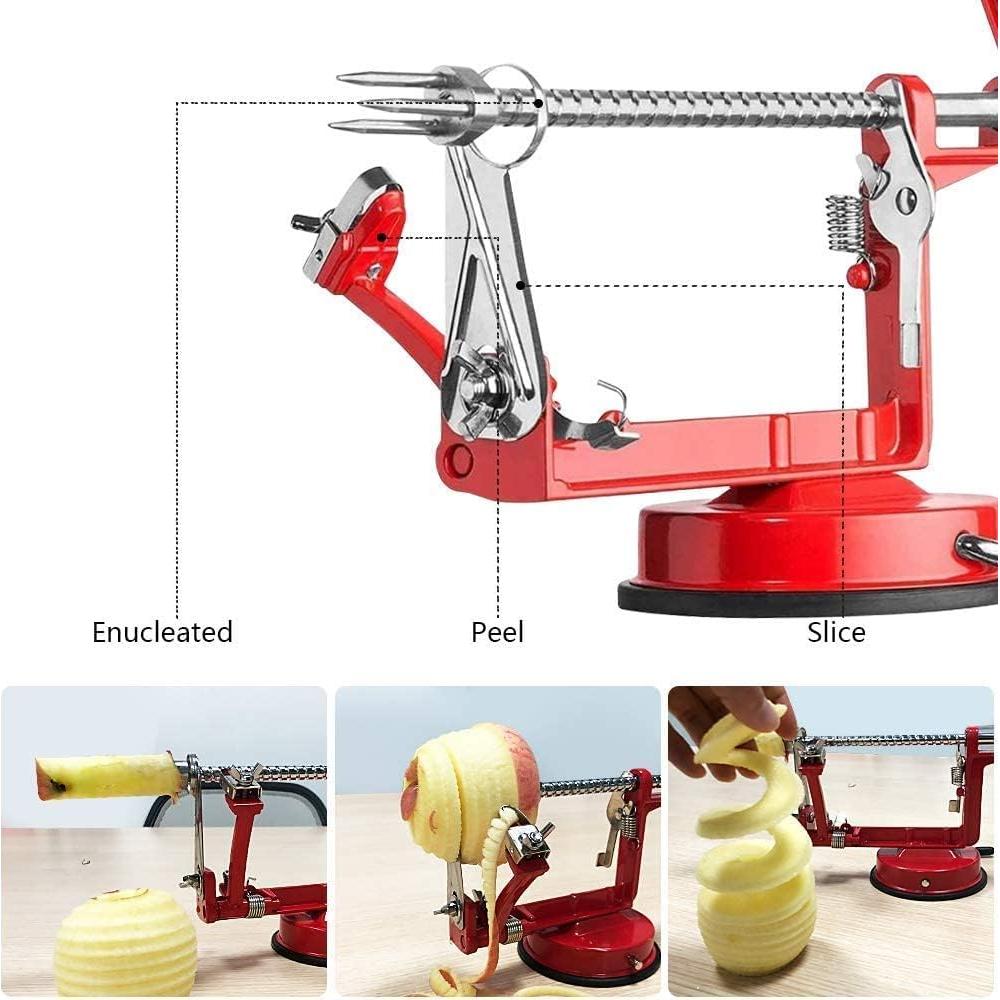 Pelador de Manzanas 3 en 1 ACOTUM Rojo con Cuchillas de Acero