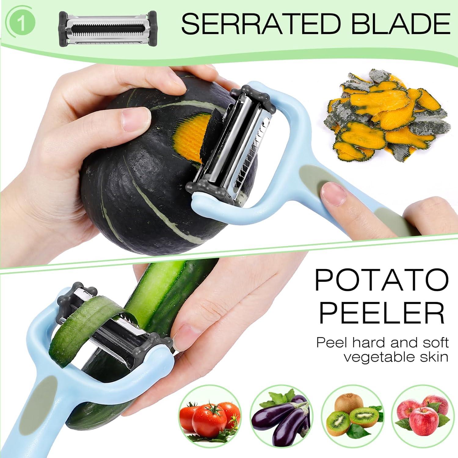 Pelador de Verduras 3 en 1 Senbowe con Mango Antideslizante