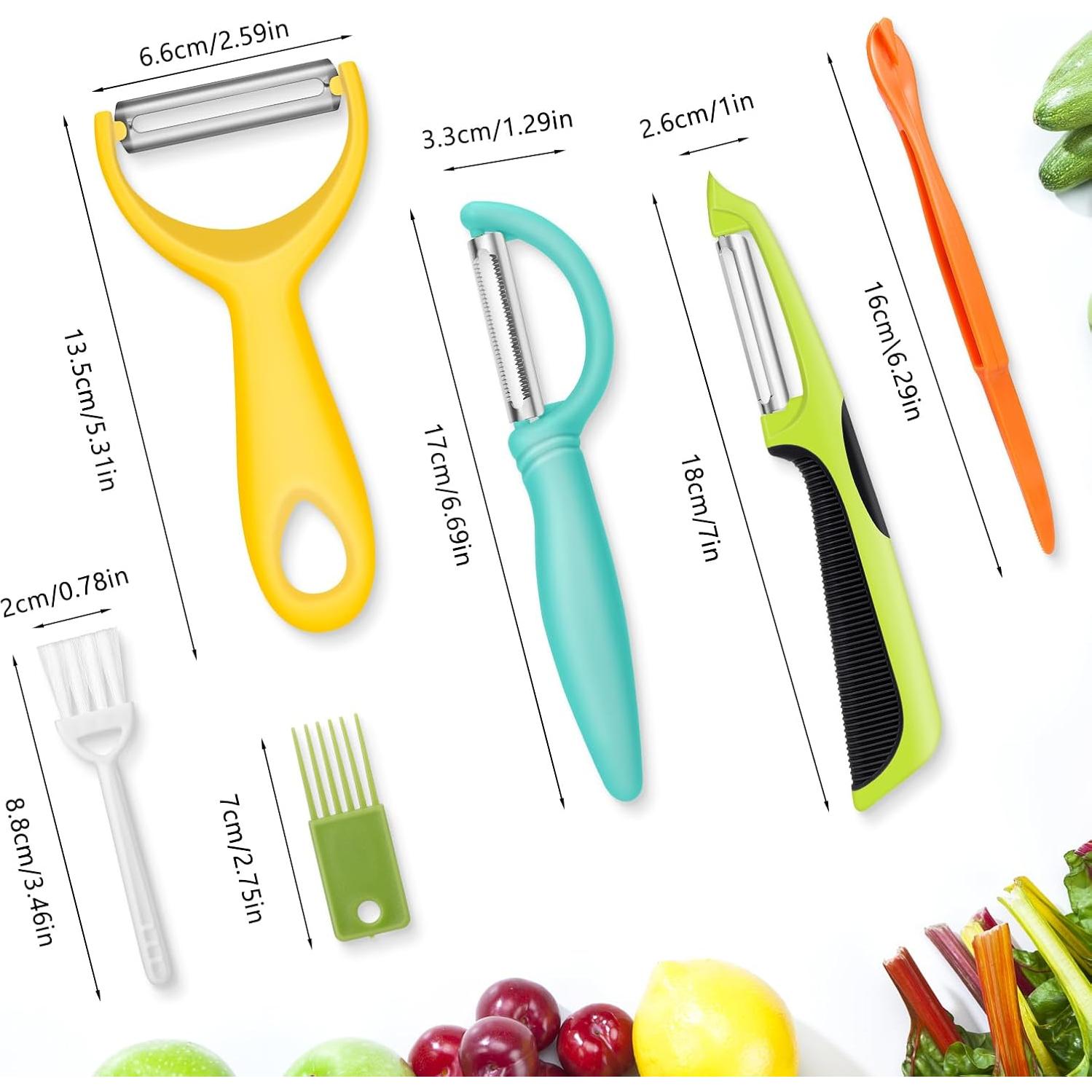 Pelador de Verduras Senbowe 3 en 1 Acero Inoxidable Colorido