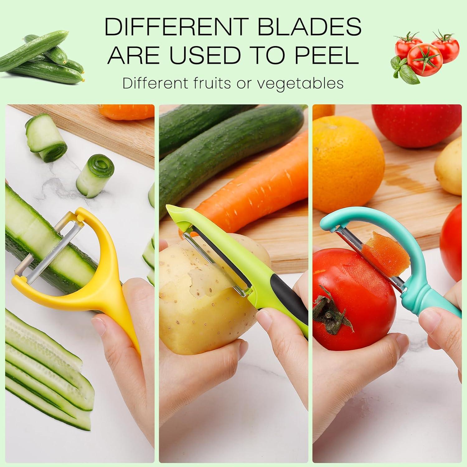 Pelador de Verduras Senbowe 3 en 1 Acero Inoxidable Colorido
