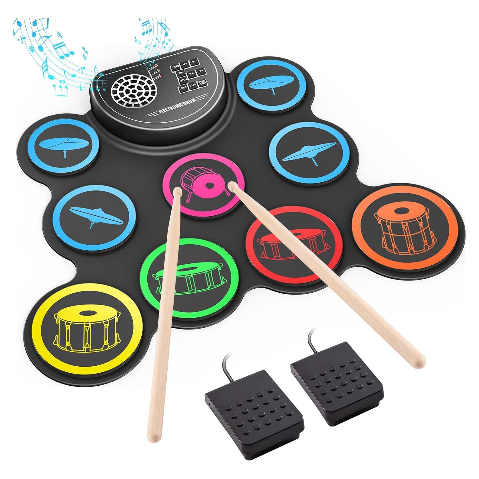 Batería Electrónica Sboet 9 Pads Portátil con Altavoz