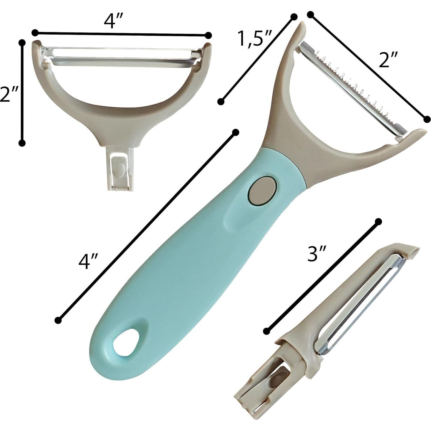 Conjunto de Peladores Bahoki 3 Piezas Acero Inoxidable Ergonómico