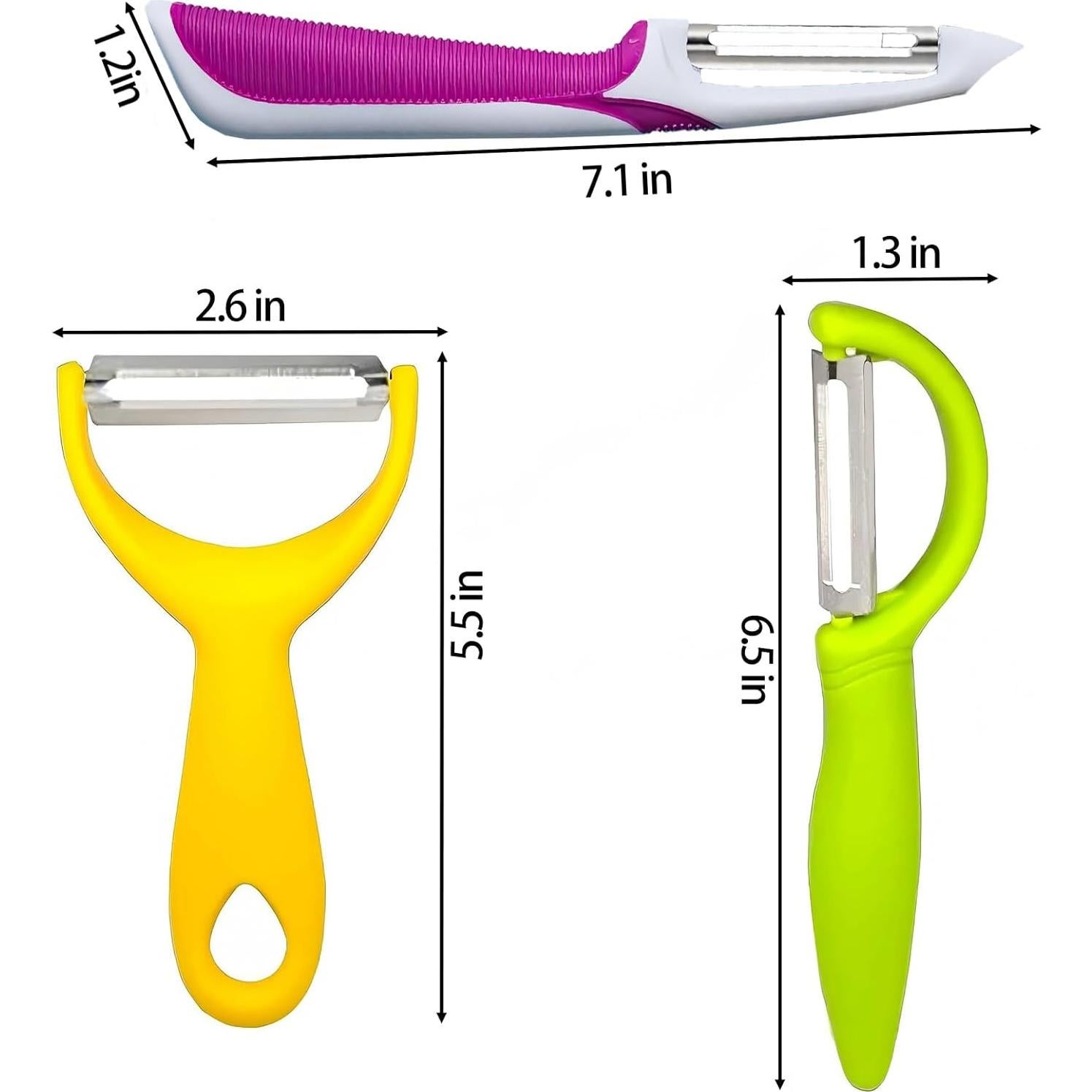 Set de 5 Peladores de Acero Inoxidable SSydl para Verduras y Frutas