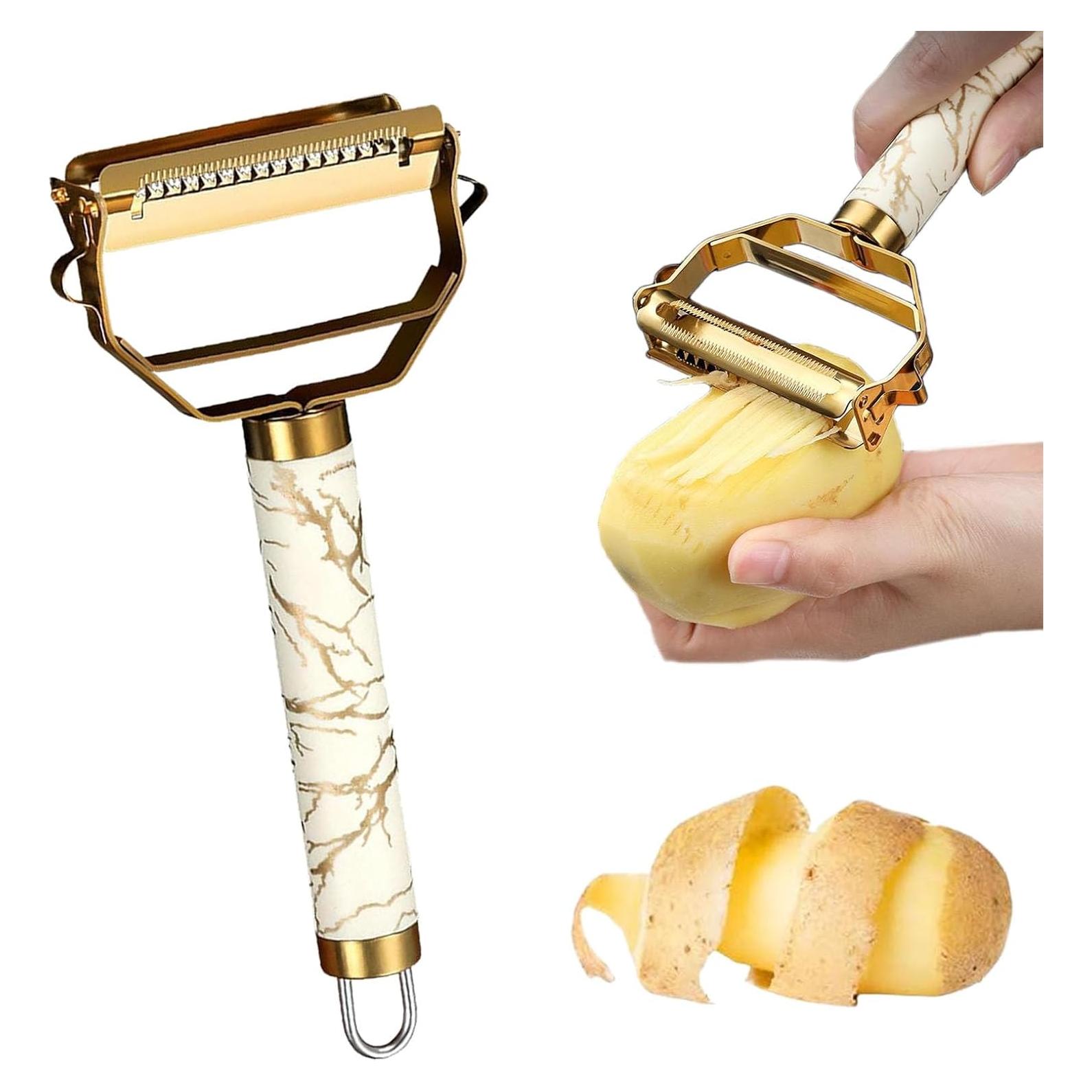 Pelador 3 en 1 DIYOHFE de Acero Inoxidable Dorado