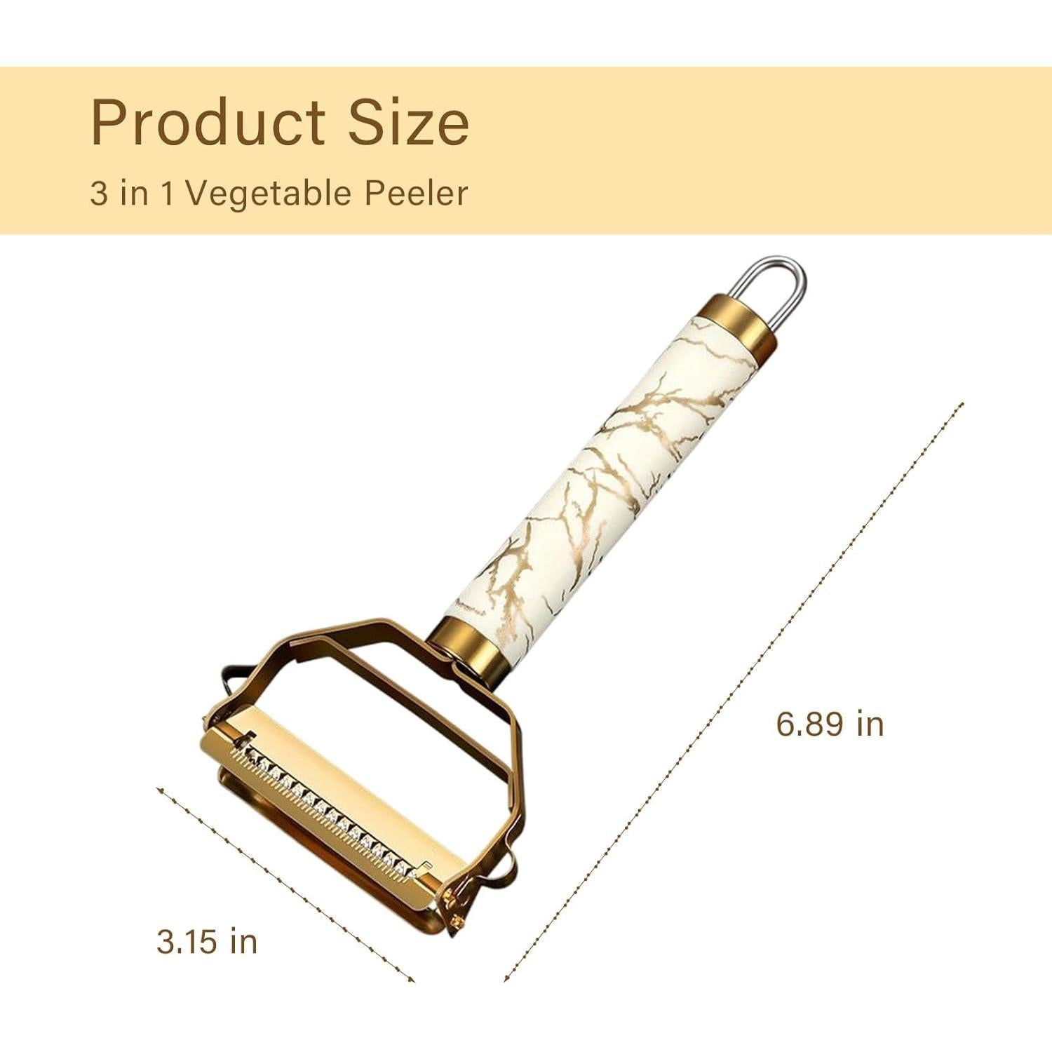 Pelador 3 en 1 DIYOHFE de Acero Inoxidable Dorado