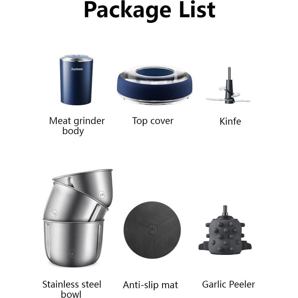 Procesador de Alimentos Joydeem JD-376B 300W 3 Tazones Acero Inoxidable