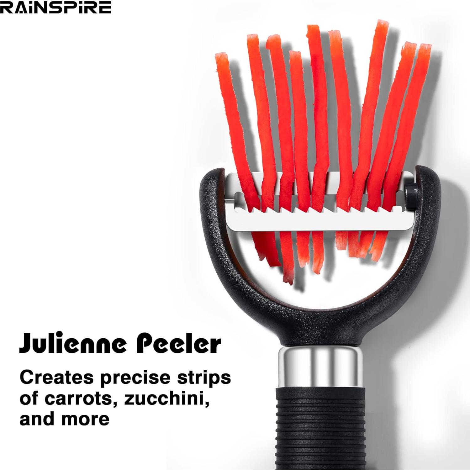 Juego de peladores Rainspire 3 piezas acero inoxidable negro