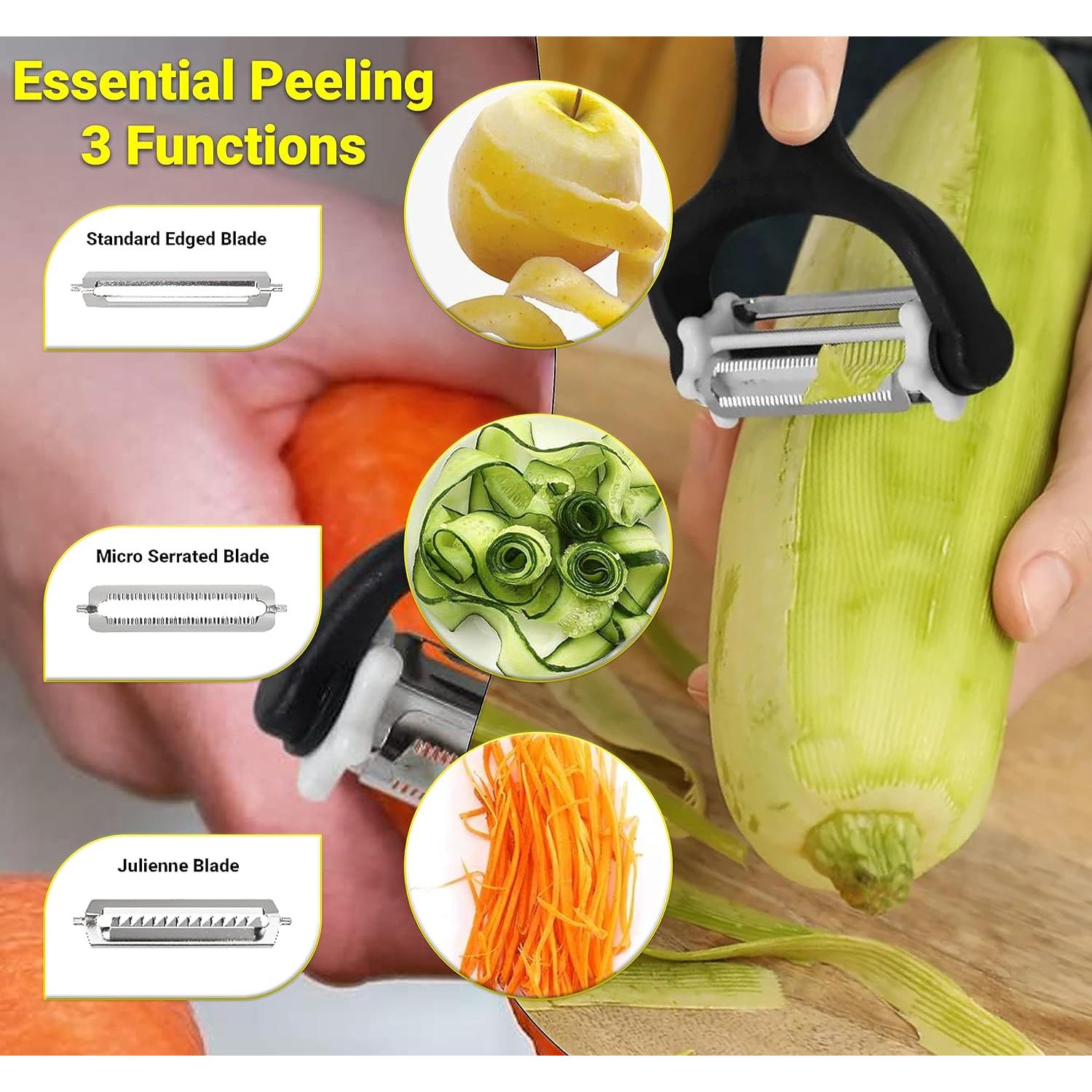 Pelador de Verduras Neez 3 en 1 con Cuchillas de Acero Inoxidable