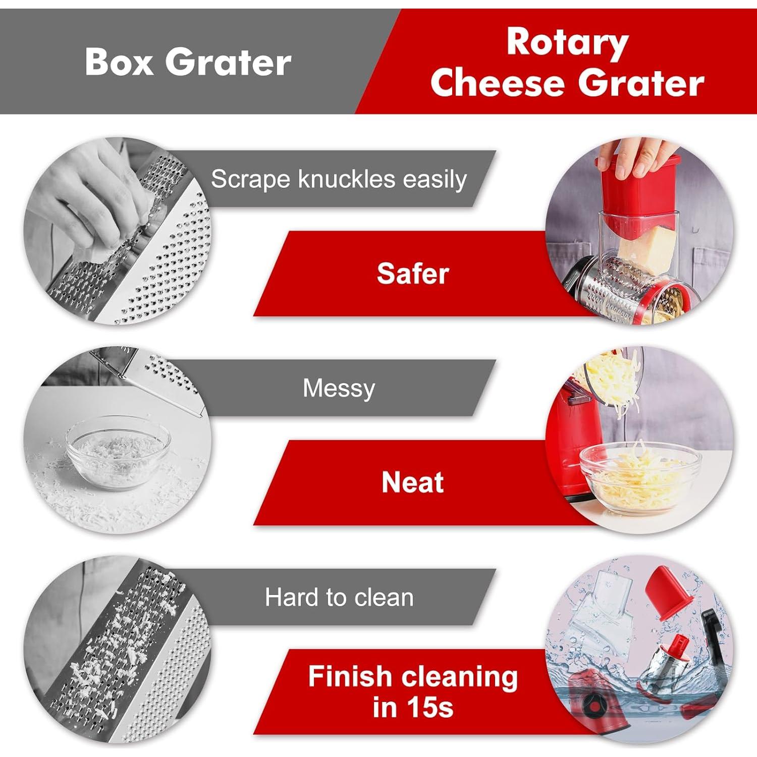 Rallador de Queso Rotativo GDL con 3 Cuchillas de Acero Inoxidable