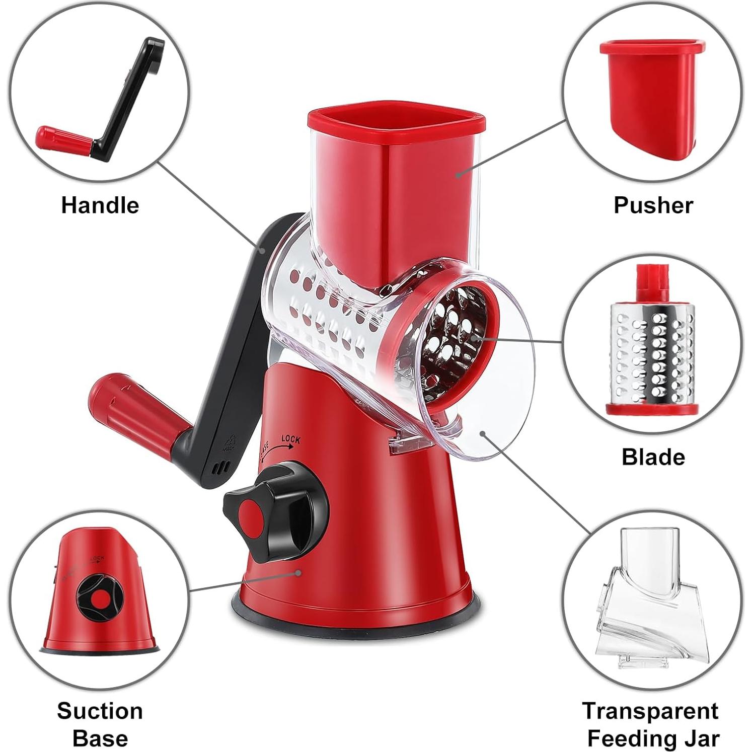 Rallador de Queso Rotativo GDL con 3 Cuchillas de Acero Inoxidable