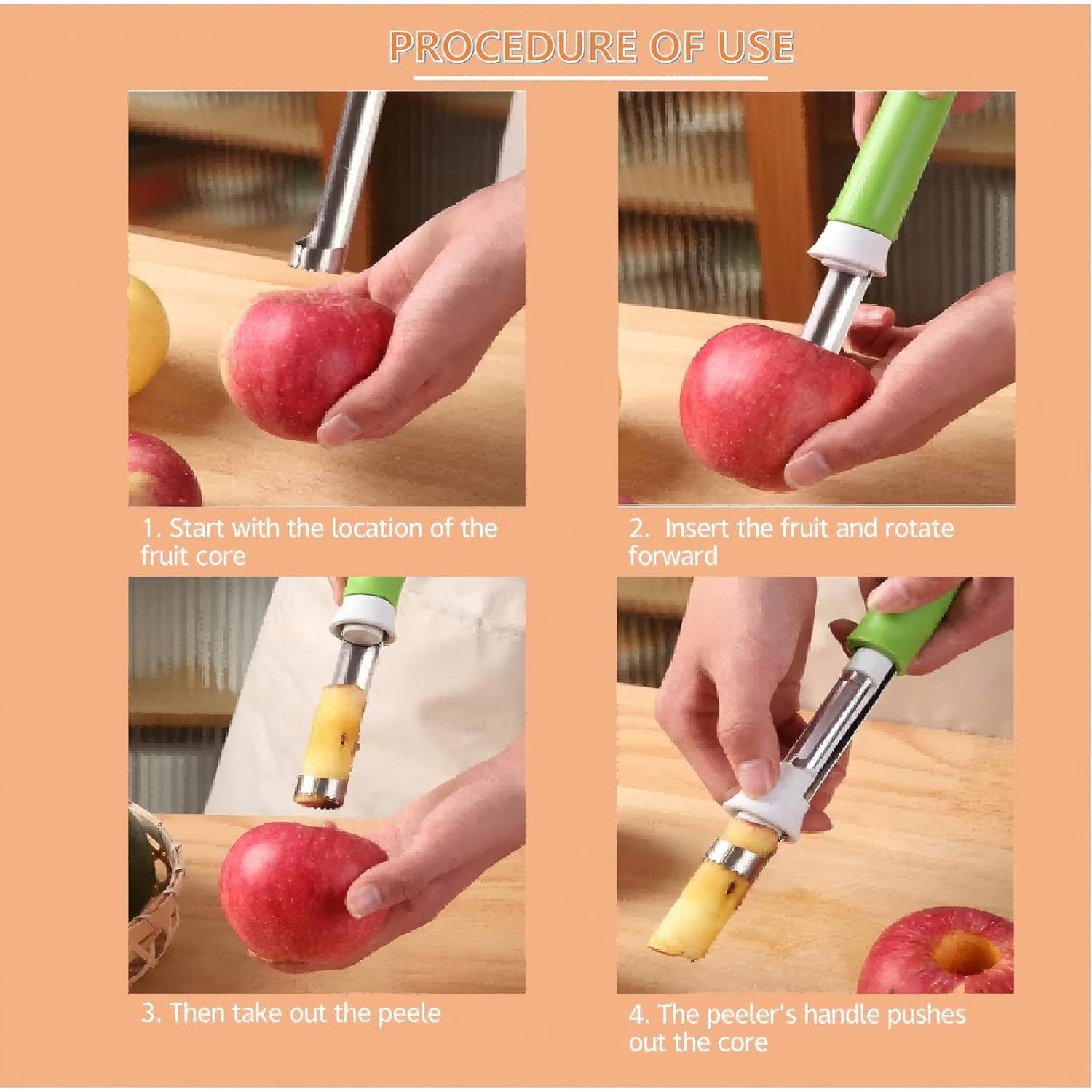 Pelador y Removedor de Corazón de Frutas 2 en 1 Azhaoiang Verde