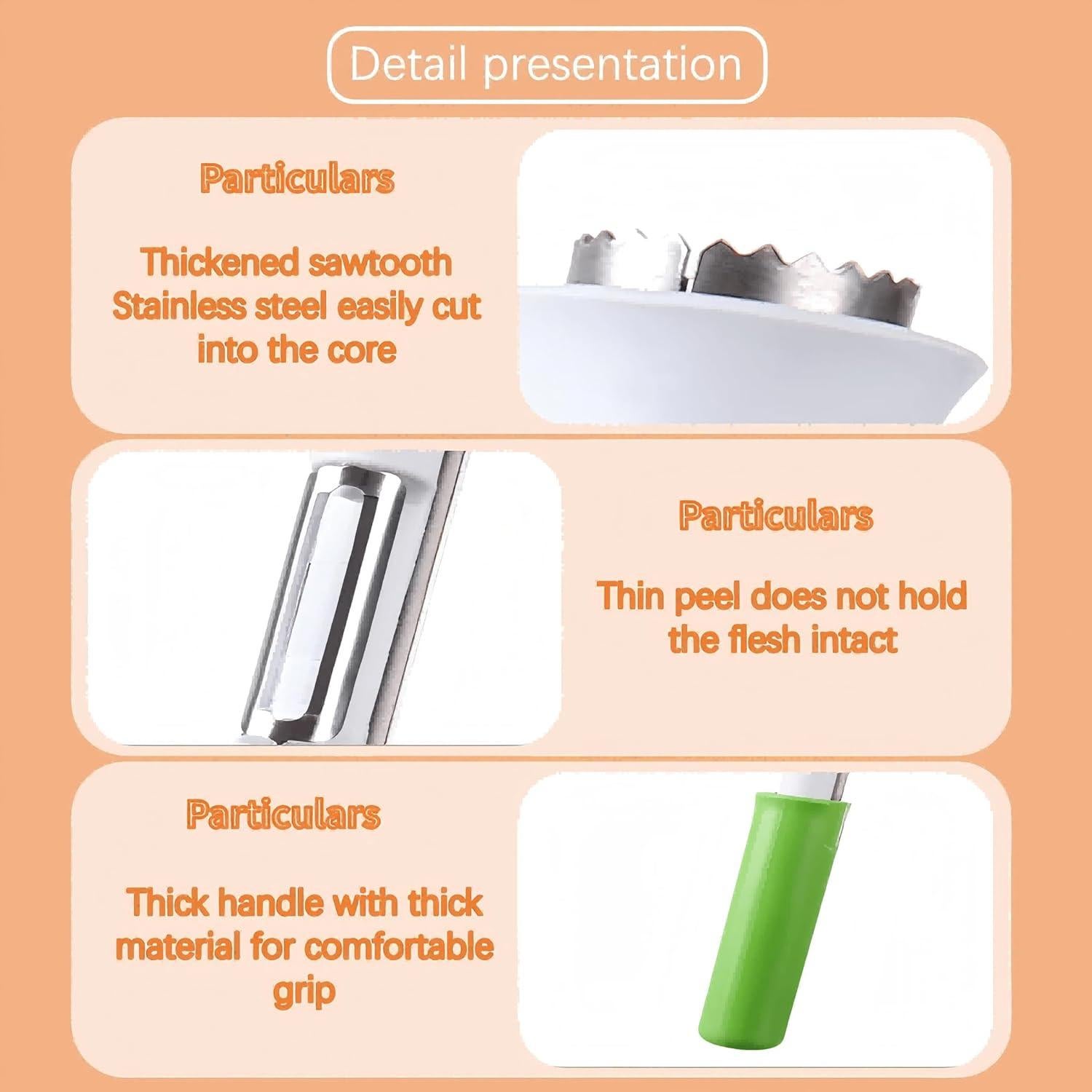 Pelador y Removedor de Corazón de Frutas 2 en 1 Azhaoiang Verde