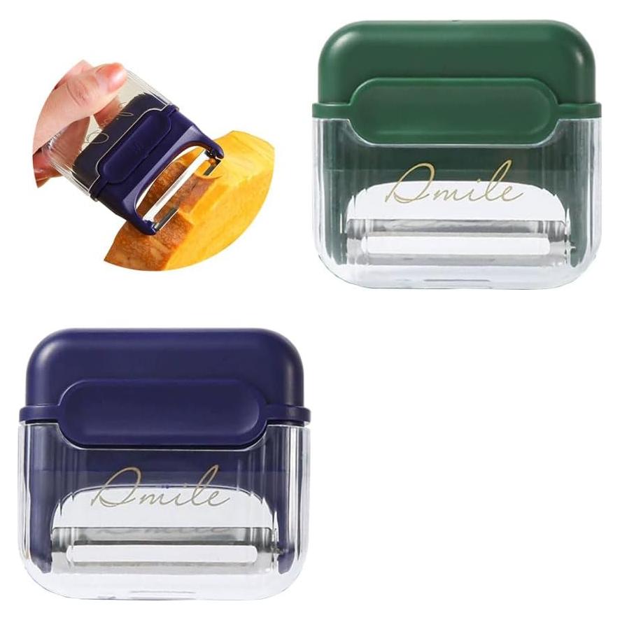 Pelador de Frutas y Verduras Oniapro - Acero Inoxidable, Verde/Azul