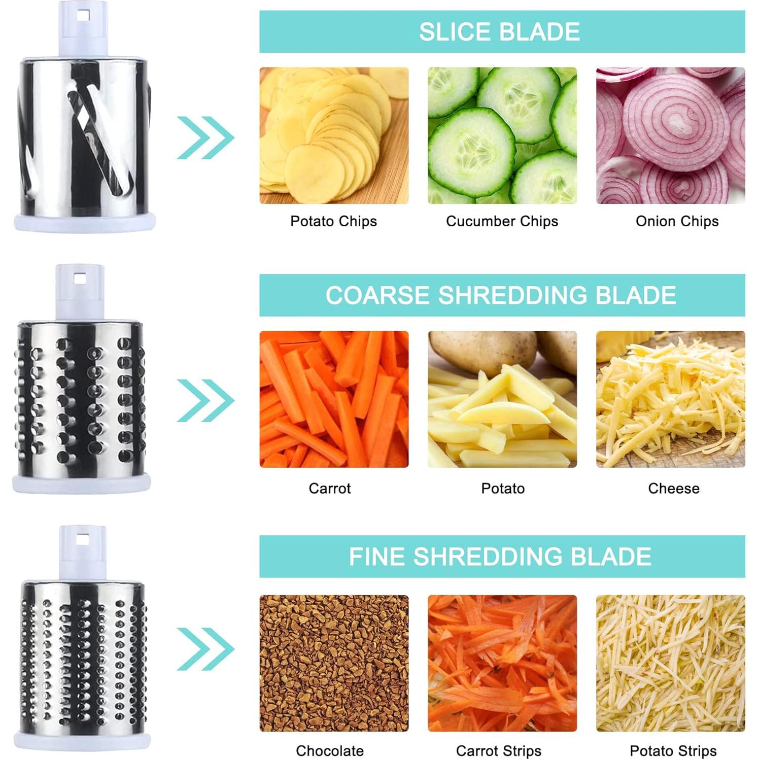 Rallador de Queso Rotatorio Genérico con 3 Cuchillas Inoxidable